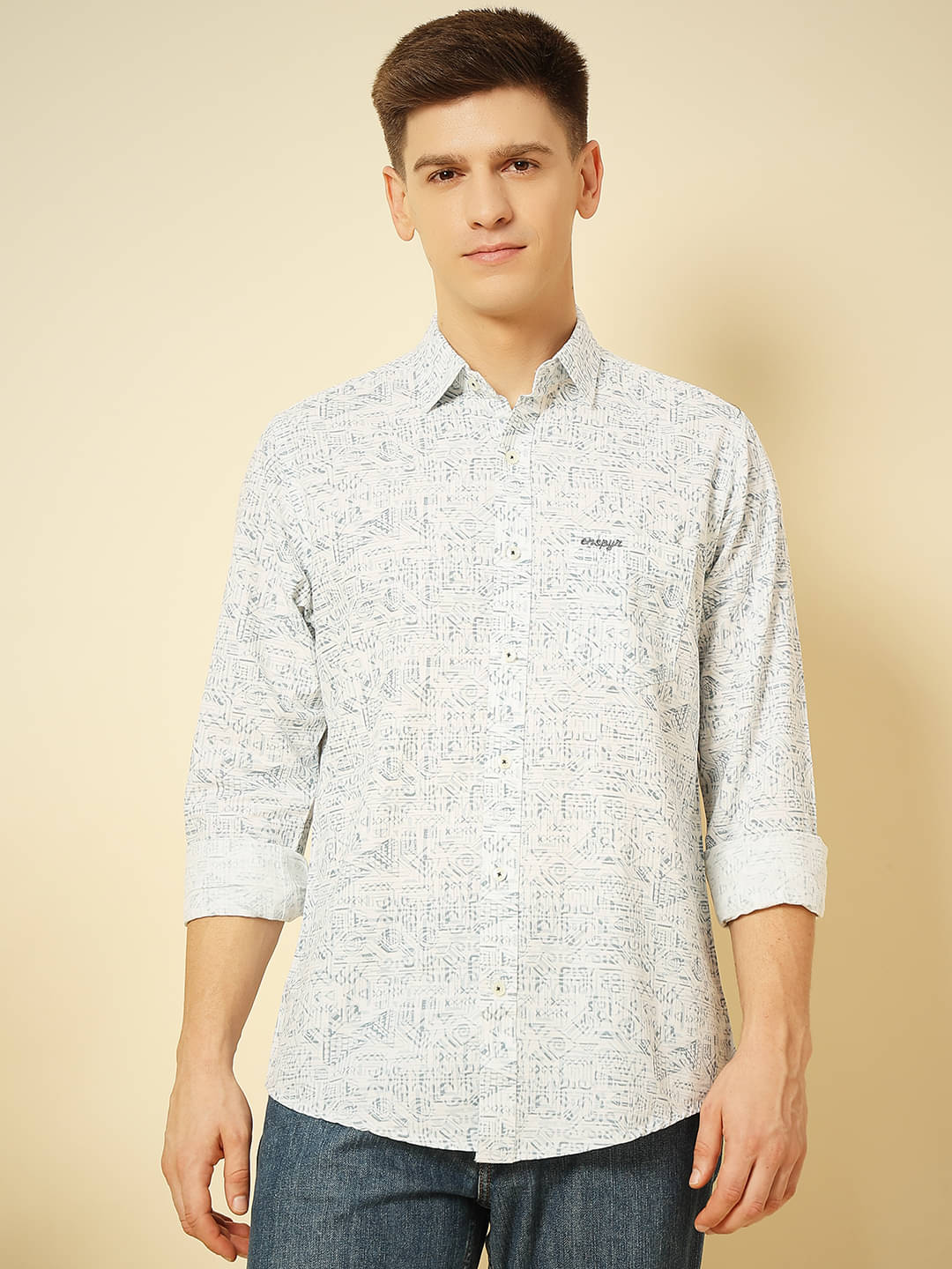 ENSPYR 100% Cotton Regular Fit Printed Full Sleeves Men's Casual Shirt - Blue ( Pack of 1 ) ENSPYR 100% Cotton Regular Fit Printed Full Sleeves Men's Casual Shirt - Blue ( Pack of 1 )