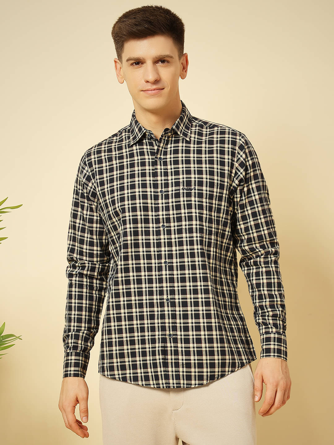 ENSPYR 100% Cotton Regular Fit Checks Full Sleeves Men's Casual Shirt - Navy Blue ( Pack of 1 ) ENSPYR 100% Cotton Regular Fit Checks Full Sleeves Men's Casual Shirt - Navy Blue ( Pack of 1 )