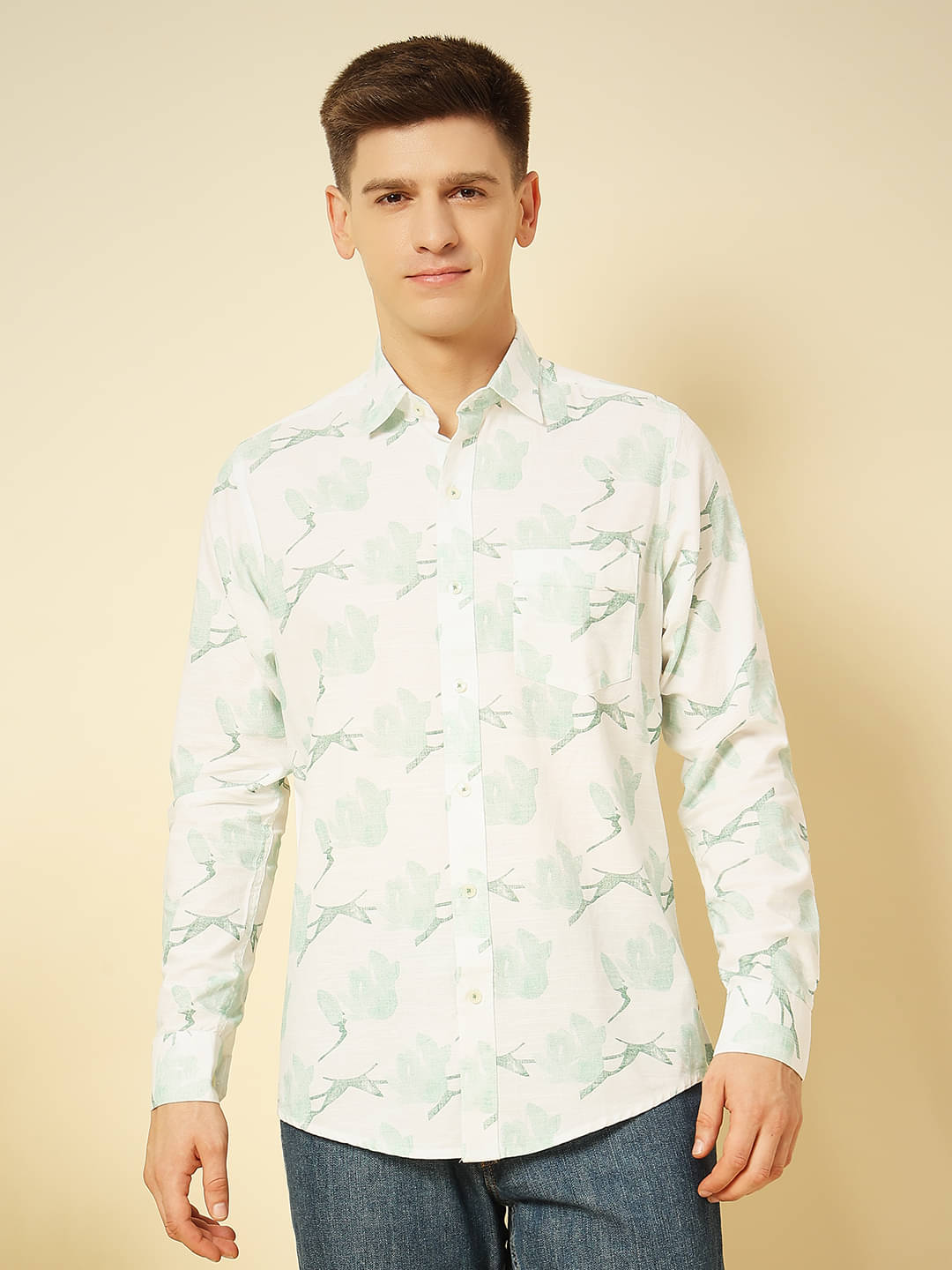     			ENSPYR 100% Cotton Regular Fit Printed Full Sleeves Men's Casual Shirt - Grey ( Pack of 1 )