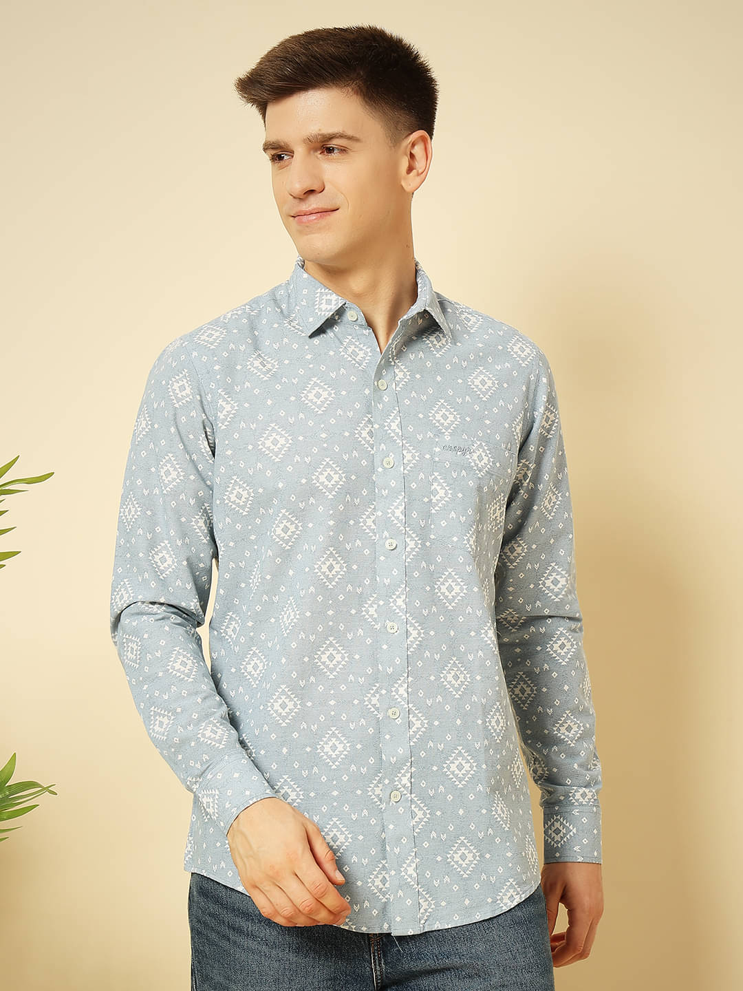     			ENSPYR 100% Cotton Regular Fit Printed Full Sleeves Men's Casual Shirt - Blue ( Pack of 1 )