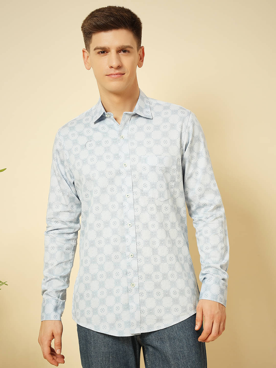     			ENSPYR 100% Cotton Regular Fit Printed Full Sleeves Men's Casual Shirt - Blue ( Pack of 1 )