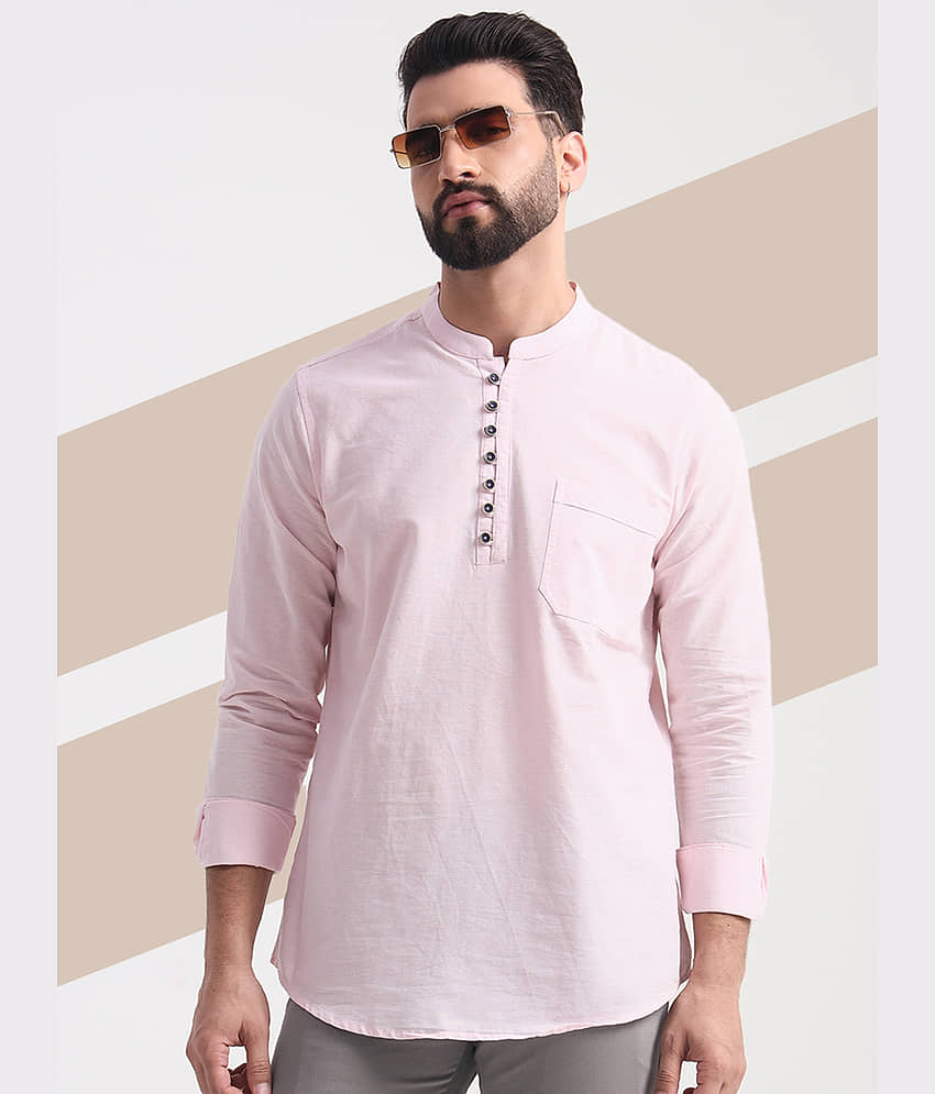 ENSPYR Cotton Plain Regular Kurta For Men ( Pink ) - Kurtas & Kurta Sets | Buy online on ZillyBuy