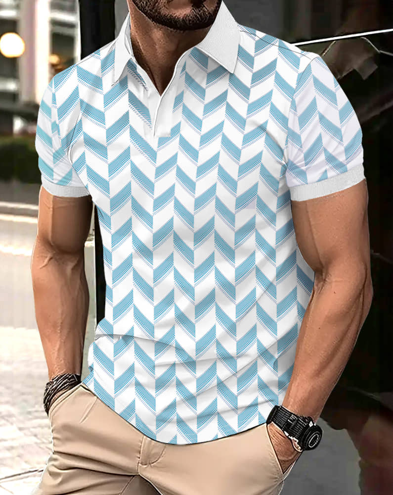 Eyebogler Pack of 1 Cotton Blend Regular Fit Printed Half Sleeves Men's Polo T Shirt ( White )