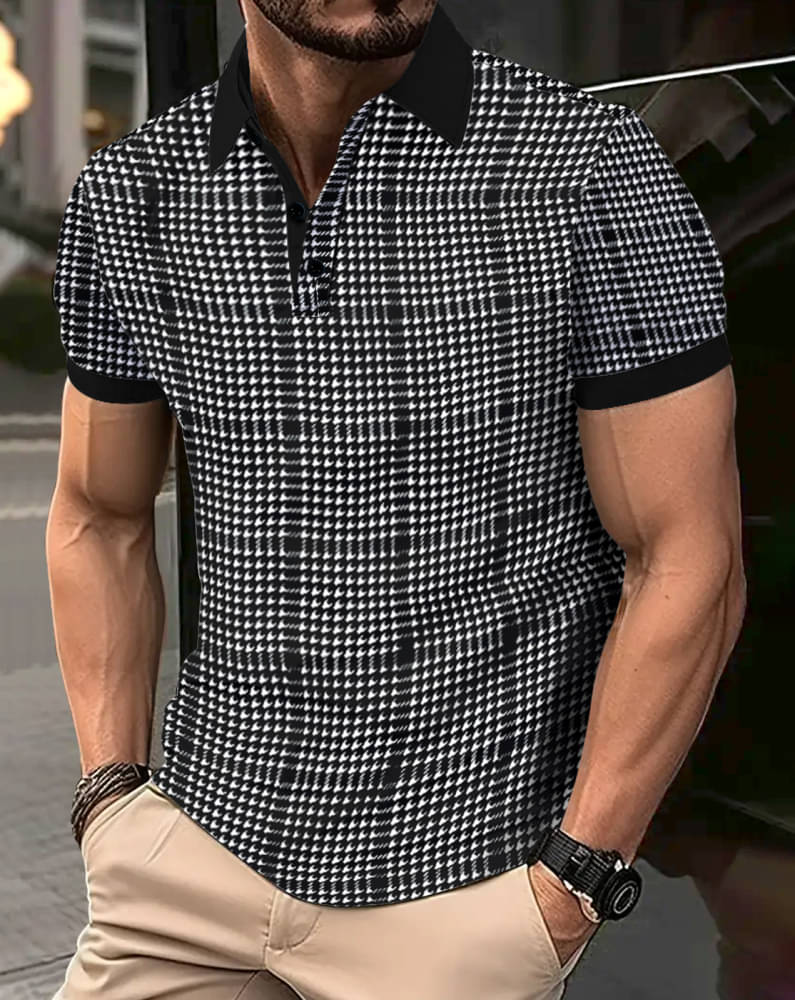     			Eyebogler Pack of 1 Cotton Blend Regular Fit Checks Half Sleeves Men's Polo T Shirt ( Black )