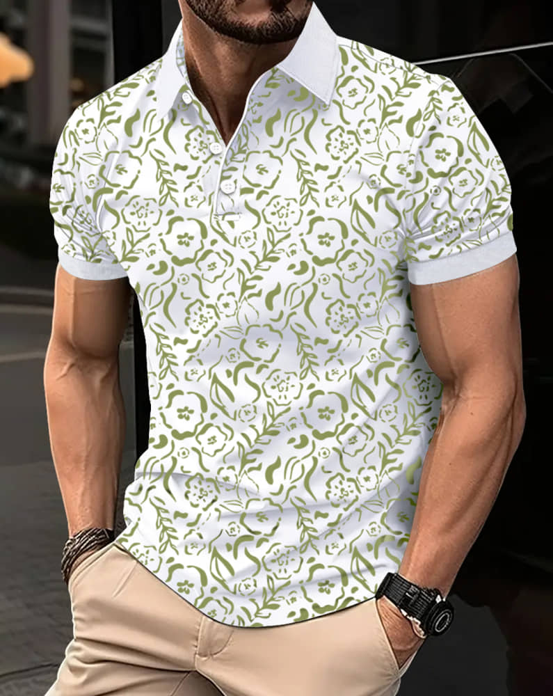 Eyebogler Pack of 1 Cotton Blend Regular Fit Printed Half Sleeves Men's Polo T Shirt ( White )