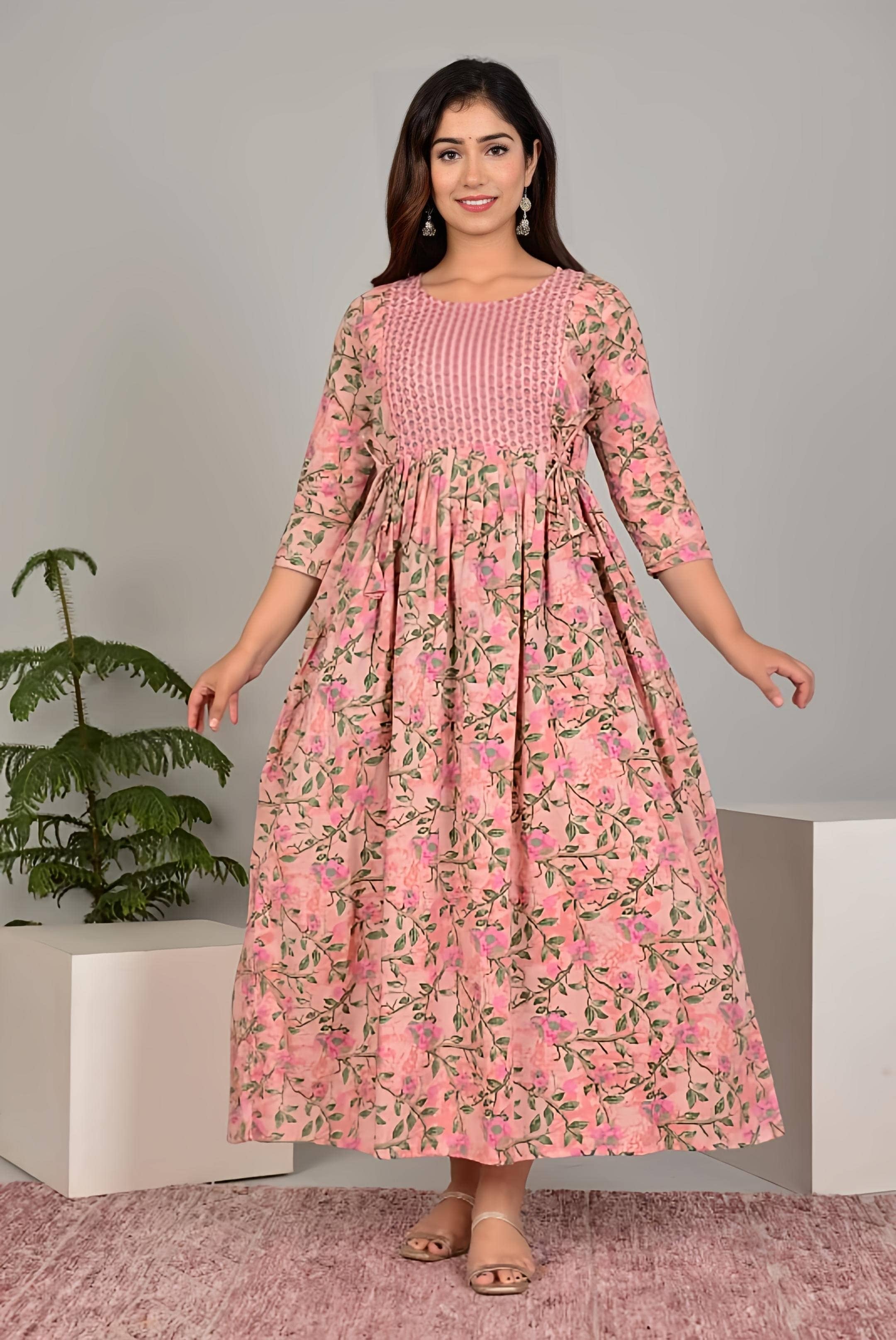 First Affair Pack of 1 Viscose Printed Anarkali Women's Kurti - ( Pink ) - Kurtis, Tunics | Buy online on ZillyBuy