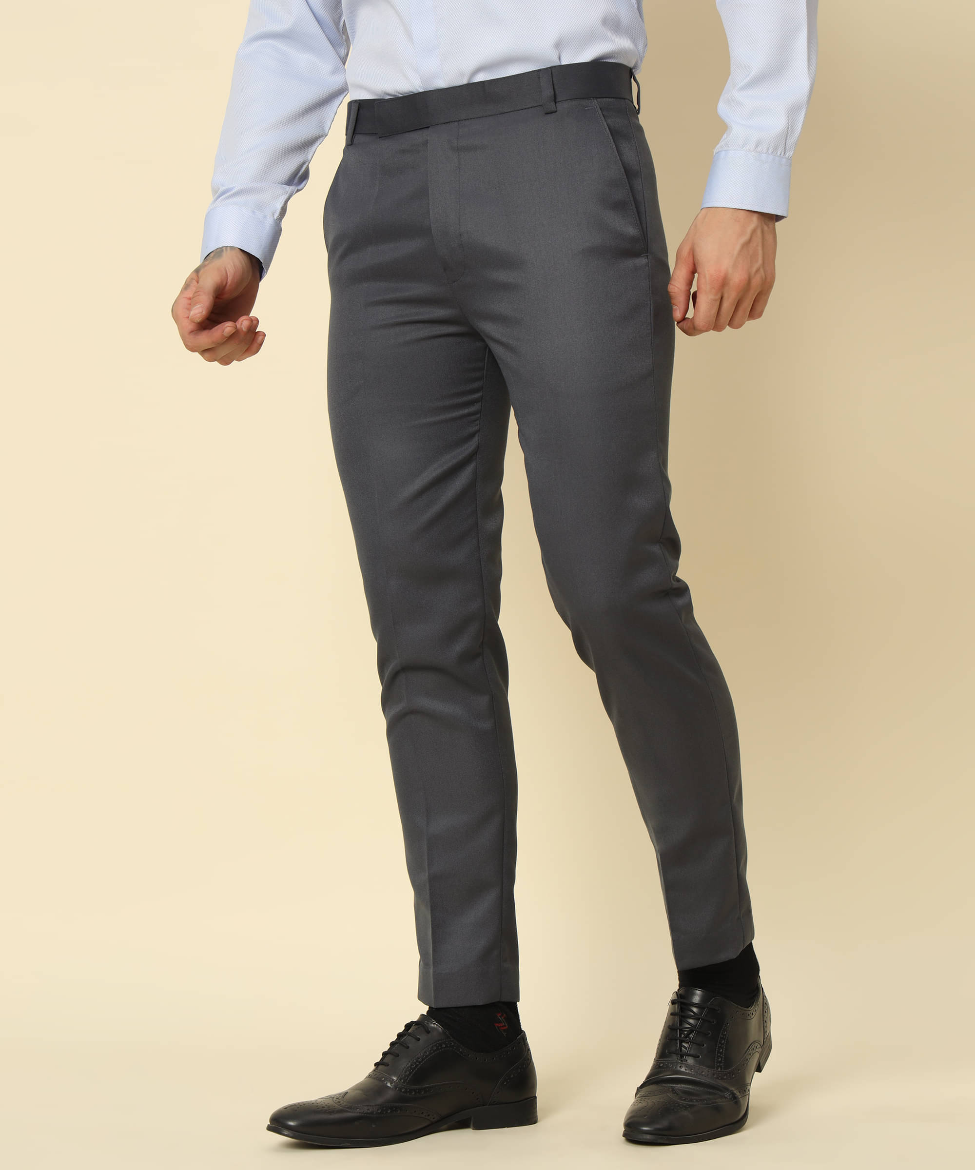     			HEMLOCK Regular Flat Men's Formal Trouser - Dark Grey ( Pack of 1 )