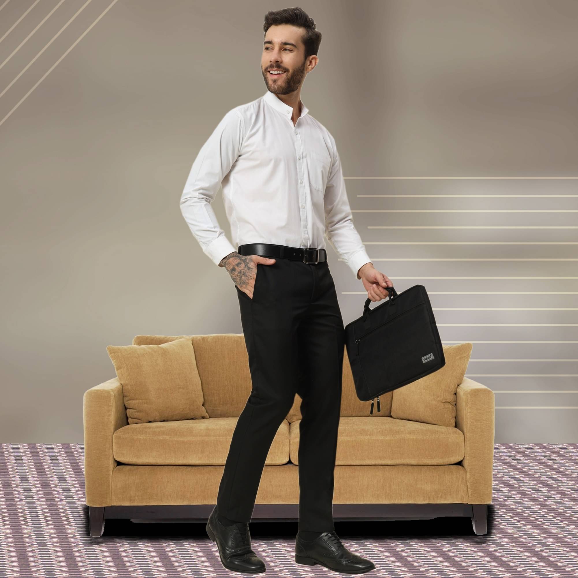     			HEMLOCK Regular Flat Men's Formal Trouser - Black ( Pack of 1 )