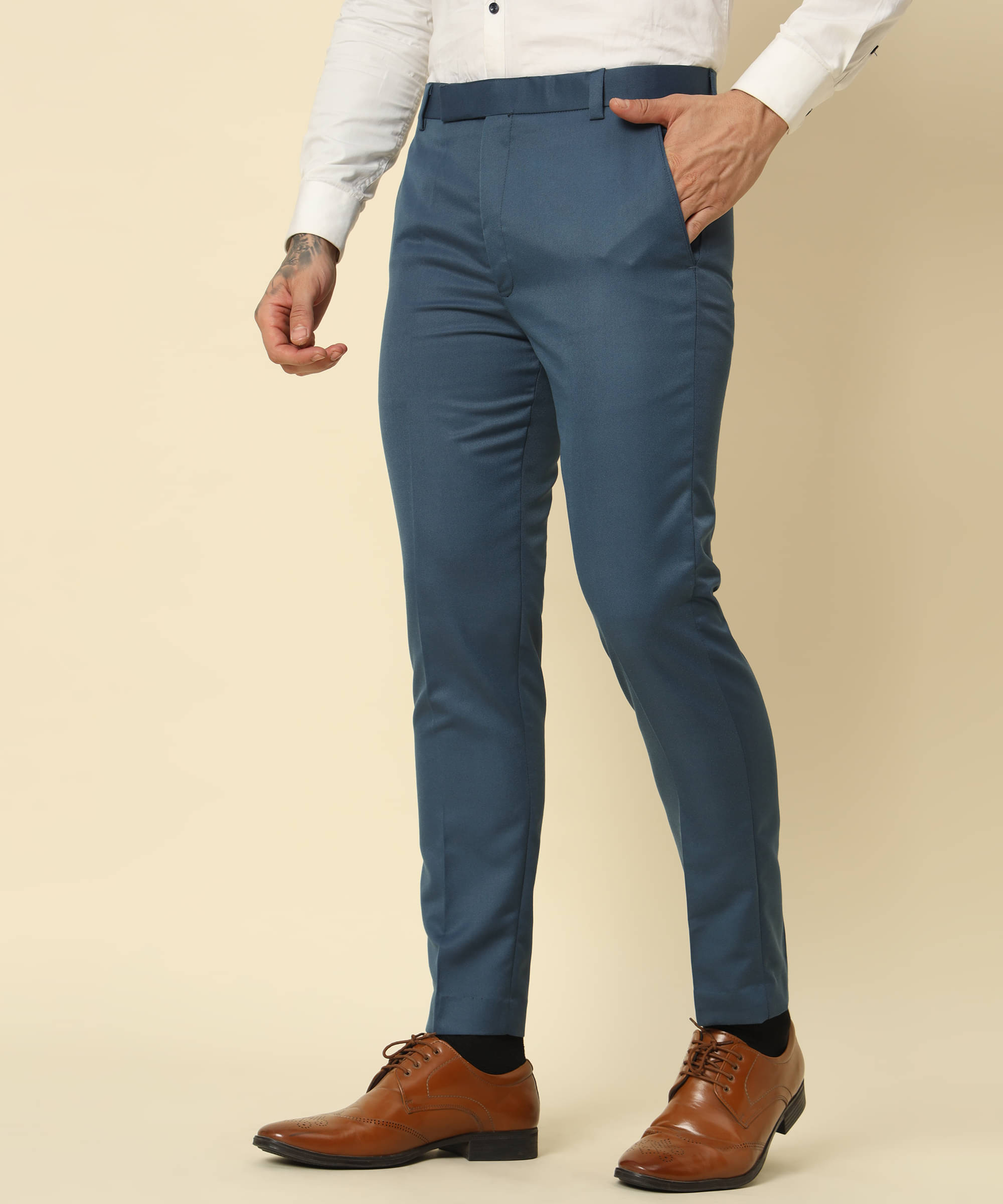     			HEMLOCK Regular Flat Men's Formal Trouser - Blue ( Pack of 1 )