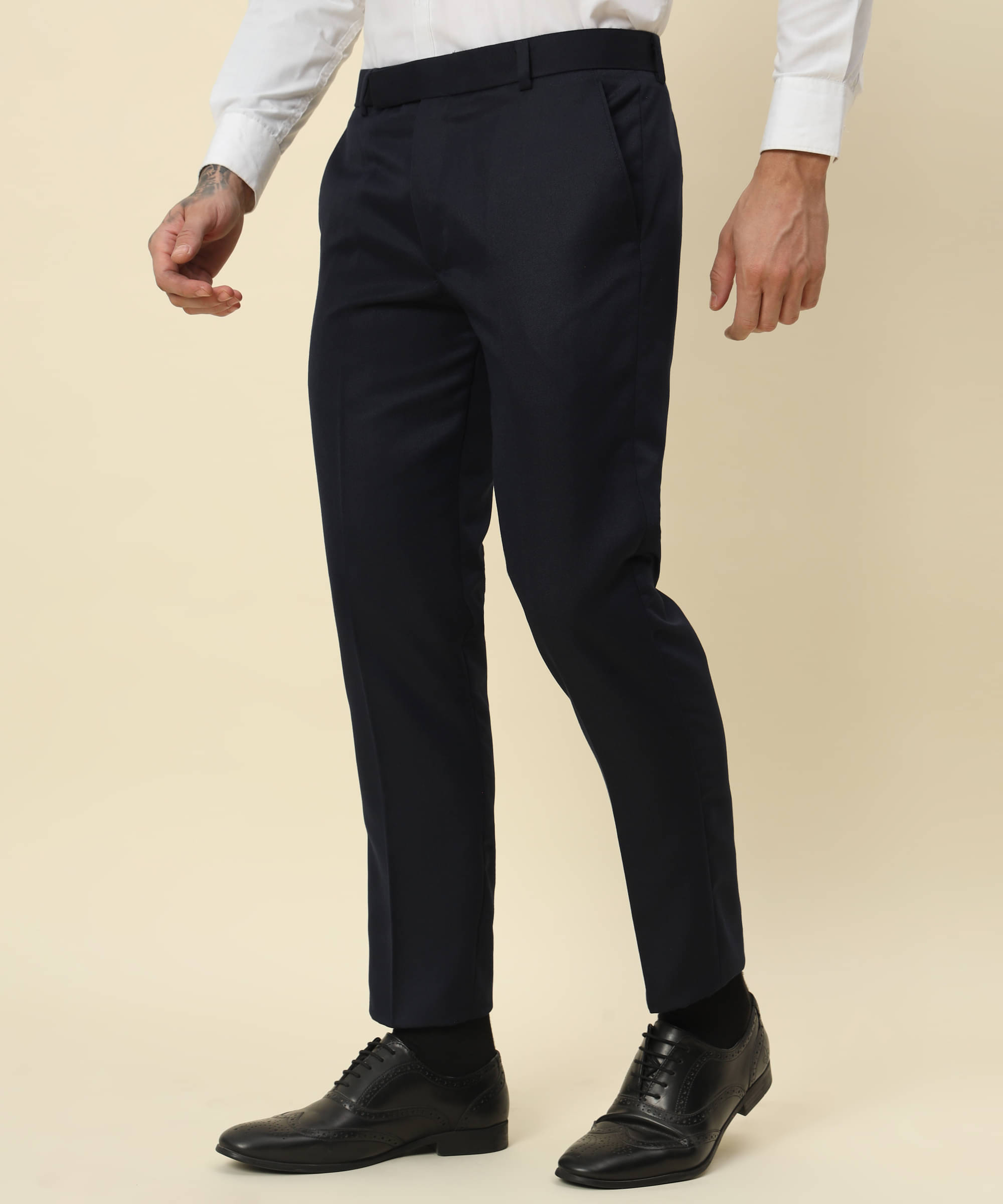     			HEMLOCK Regular Flat Men's Formal Trouser - Navy Blue ( Pack of 1 )