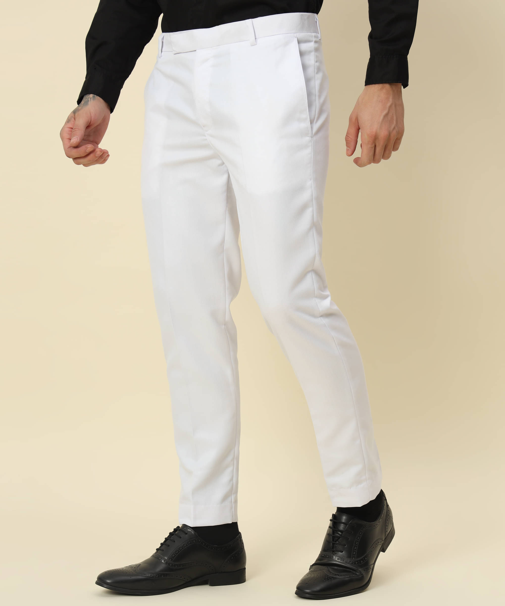     			HEMLOCK Regular Flat Men's Formal Trouser - White ( Pack of 1 )