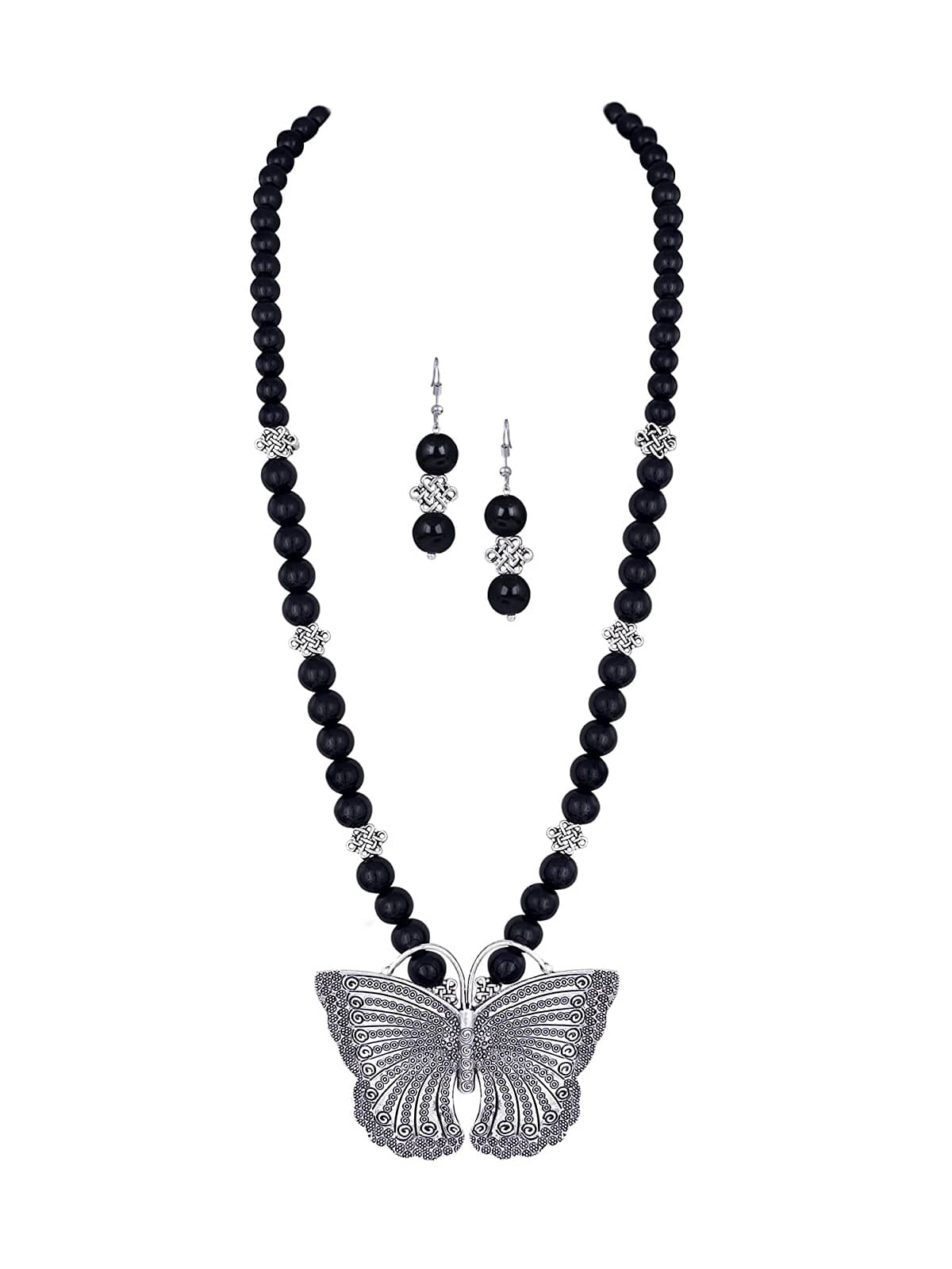     			JFL Black Brass Necklace Set ( Pack of 1 )