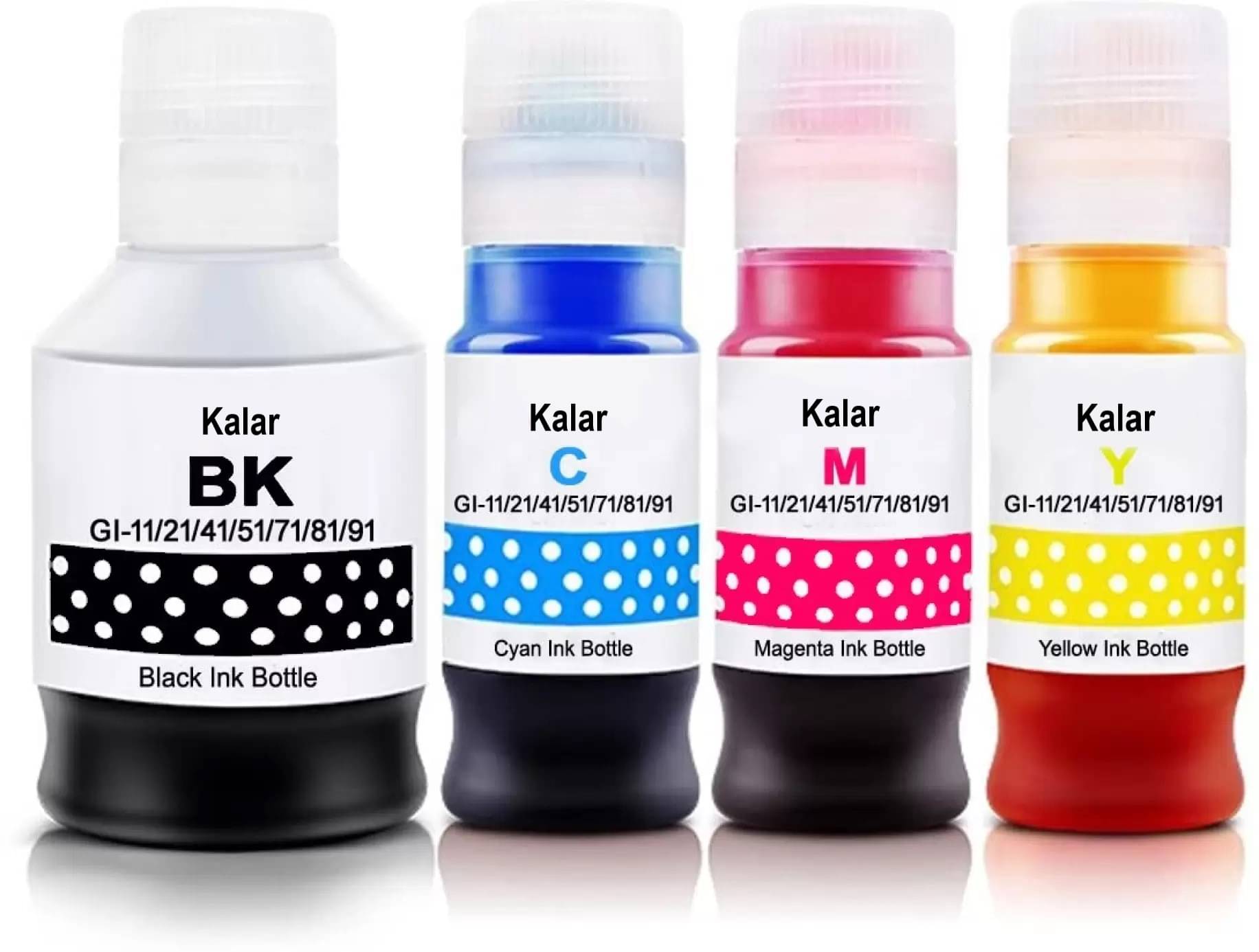    			KALAR 71 INK For G2060 Multicolor Pack of 4 Cartridge for GI-71 INK Printers CAN0N G1020 , G2020 , G2021, G3020 , G3021 , G3060