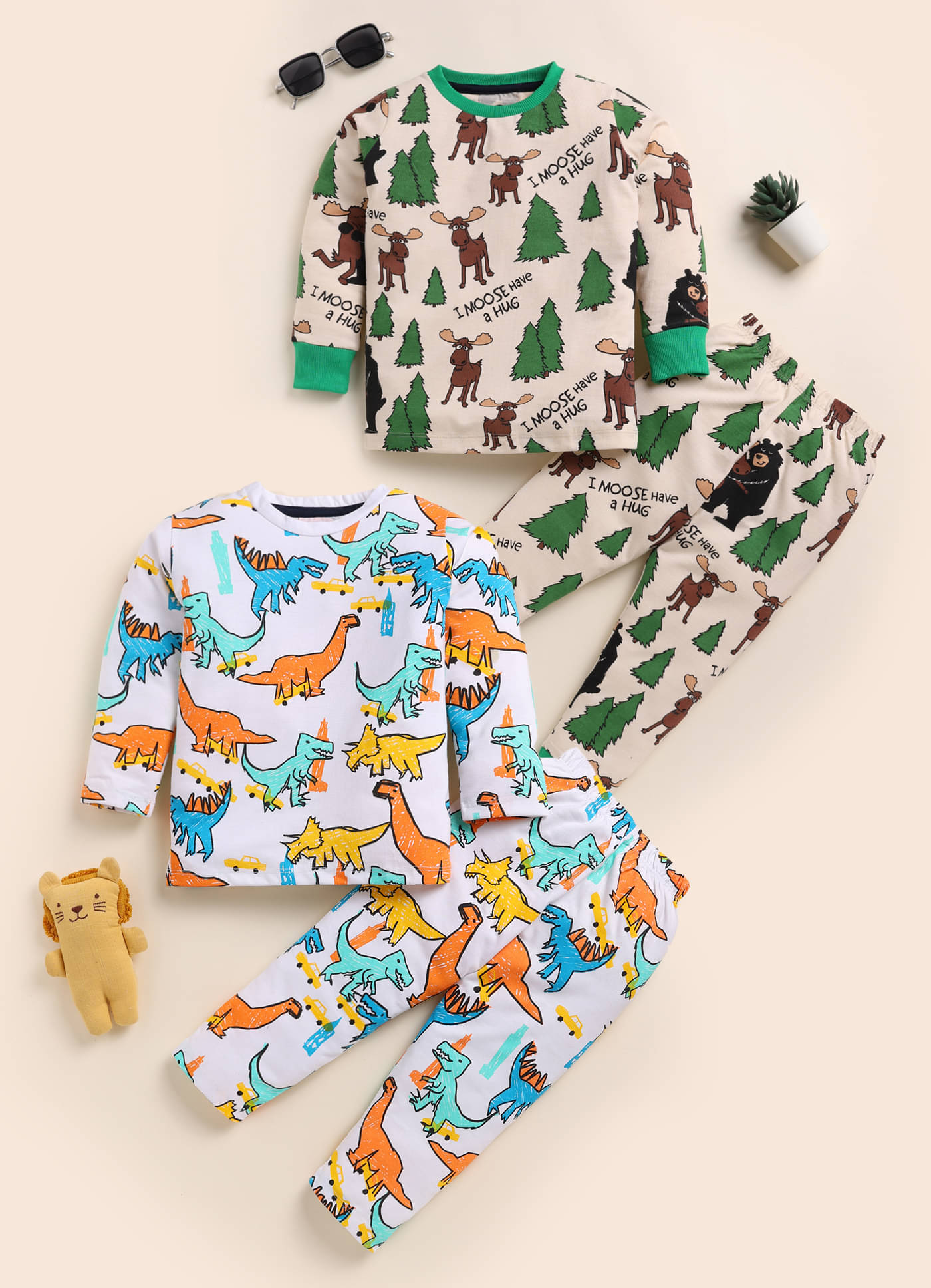 Lazy Shark Pack of 2 Boys Cotton Blend Nightsuit Set ( Multicolor ) Lazy Shark Pack of 2 Boys Cotton Blend Nightsuit Set ( Multicolor )