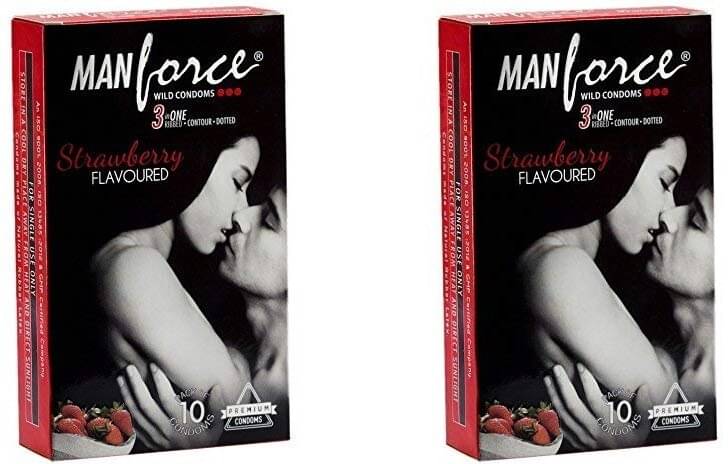 MANFORCE 3 in 1 Wild Ribbed Contour Dotted Strawberry Flavor Condoms - 10 Pieces x Pack of 2 Condom (Set of 2 20 Sheets) MANFORCE 3 in 1 Wild Ribbed Contour Dotted Strawberry Flavor Condoms - 10 Pieces x Pack of 2 Condom (Set of 2 20 Sheets)