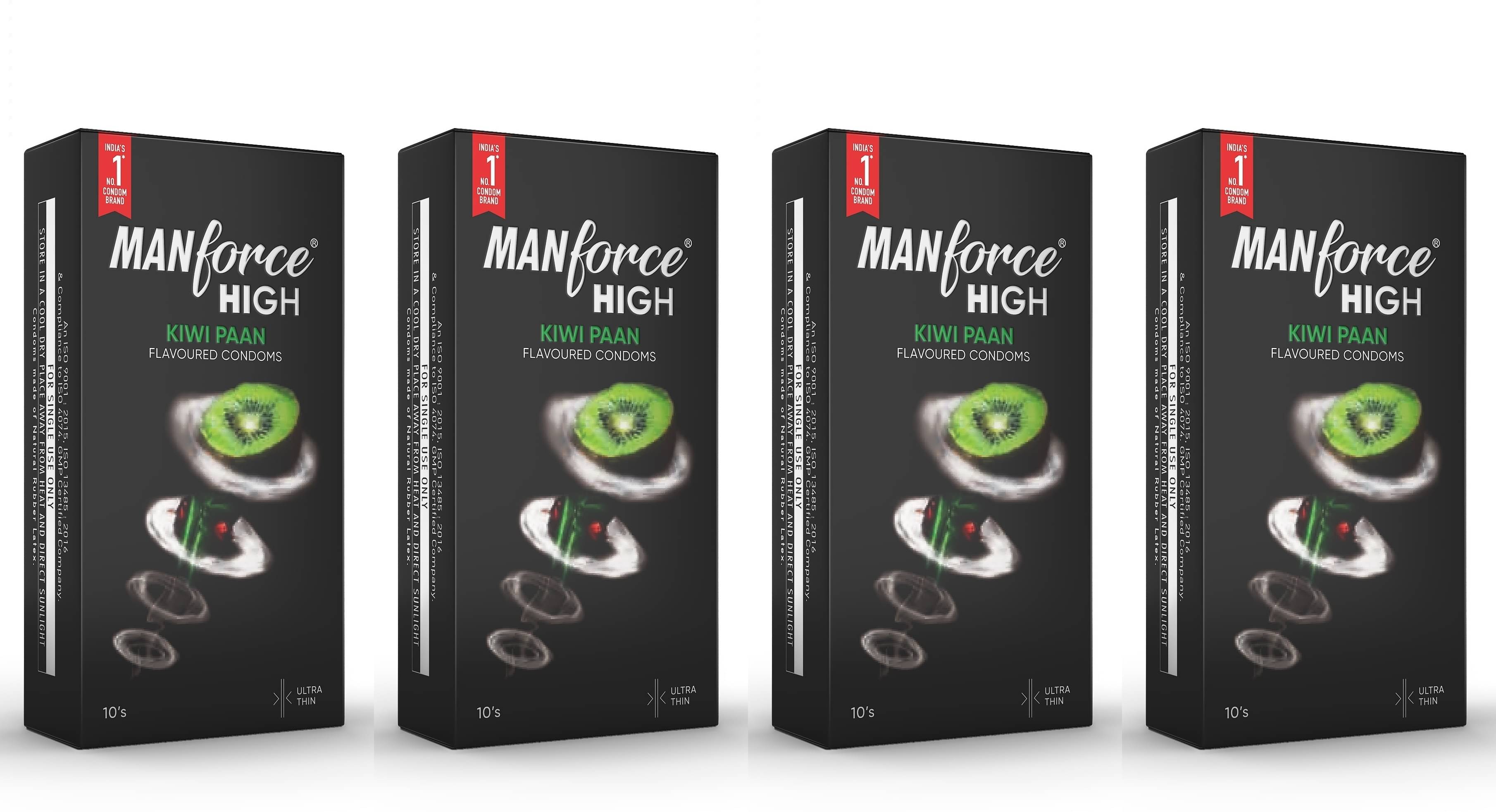 MANFORCE High Kiwi Paan Flavoured Lubricated Condoms | Ultra Thin |10 Sheets x Pack of 4 Condom (Set of 4 40 Sheets) MANFORCE High Kiwi Paan Flavoured Lubricated Condoms | Ultra Thin |10 Sheets x Pack of 4 Condom (Set of 4 40 Sheets)