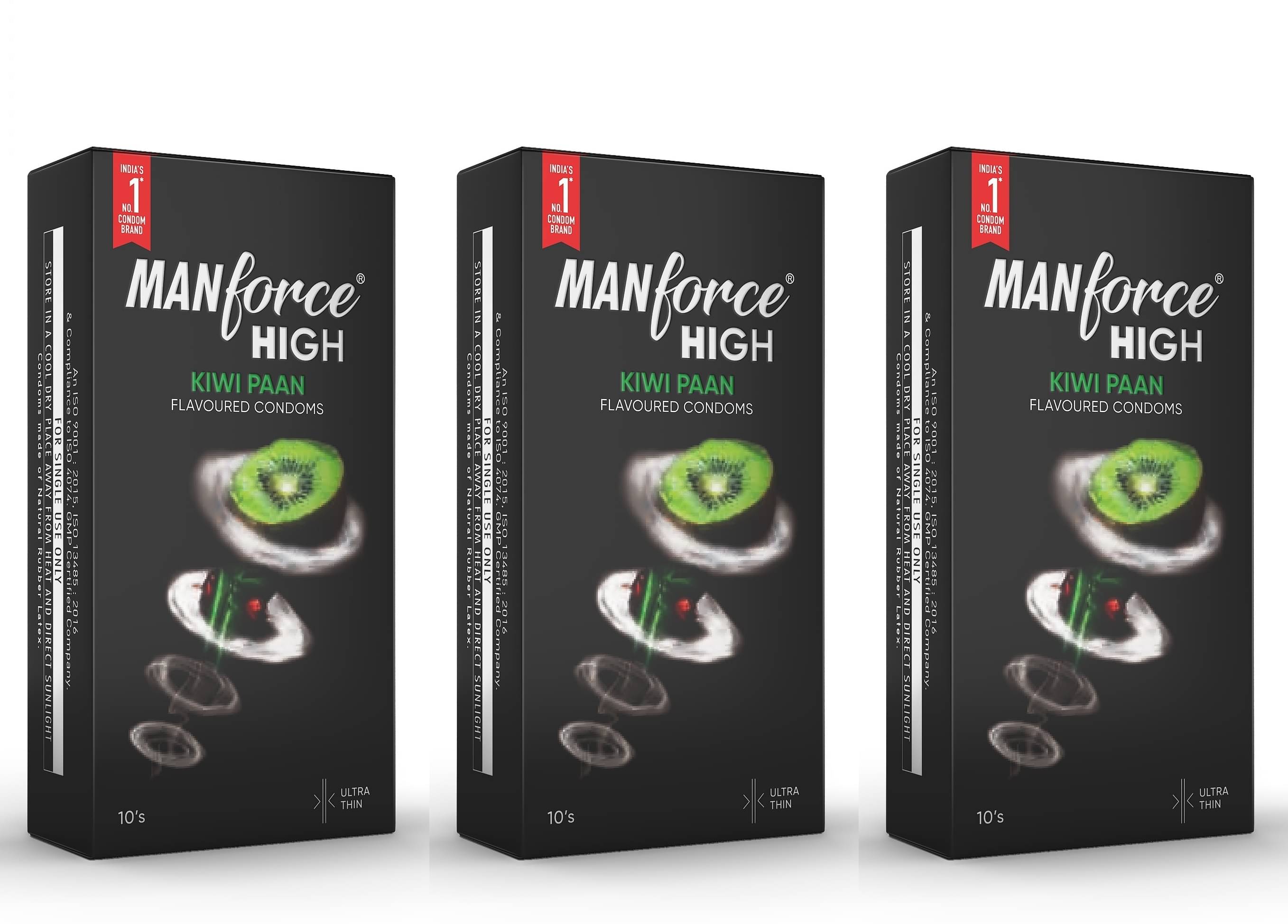 MANFORCE High Kiwi Paan Flavoured Lubricated Condoms | Ultra Thin |10 Sheets x Pack of 3 Condom (Set of 3 30 Sheets) MANFORCE High Kiwi Paan Flavoured Lubricated Condoms | Ultra Thin |10 Sheets x Pack of 3 Condom (Set of 3 30 Sheets)