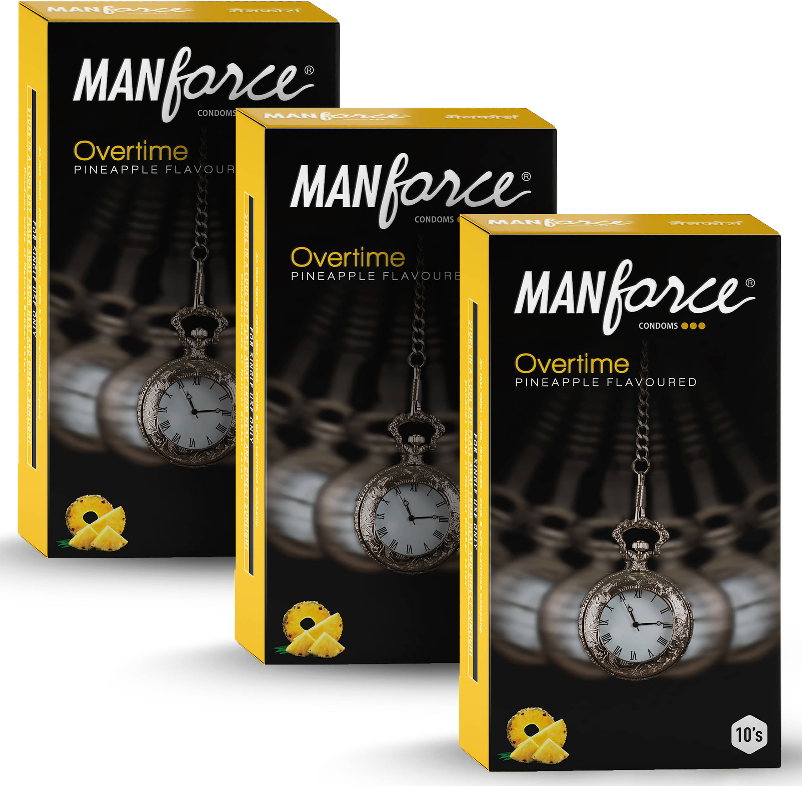 MANFORCE Overtime Pineapple 3in1 (Ribbed Contour Dotted) Condoms - 10 Pieces x Pack of 3 Condom (Set of 3 30 Sheets) MANFORCE Overtime Pineapple 3in1 (Ribbed Contour Dotted) Condoms - 10 Pieces x Pack of 3 Condom (Set of 3 30 Sheets)