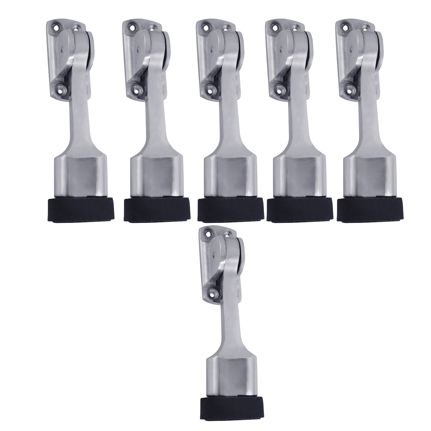     			Malaikah Bullet Chrome Plating Heavy Duty Gate Stopper for The Door with Rubber Grip 5-Inch Long Door Stopper for Wooden Door, Door Mounted, Pack Of 6