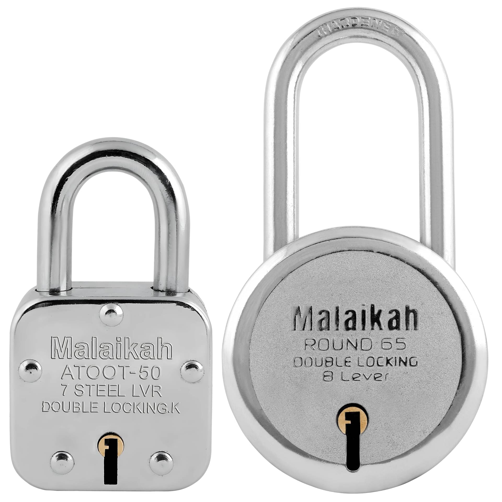 Malaikah Locks Padlocks Pack Of 2 Atoot 50mm And Round 65mm Long Shackle Made In Aligarh India Superior Quality Steel With 7-Lever Mechanism For Maximum Security In Varied Malaikah Locks Padlocks Pack Of 2 Atoot 50mm And Round 65mm Long Shackle Made In Aligarh India Superior Quality Steel With 7-Lever Mechanism For Maximum Security In Varied