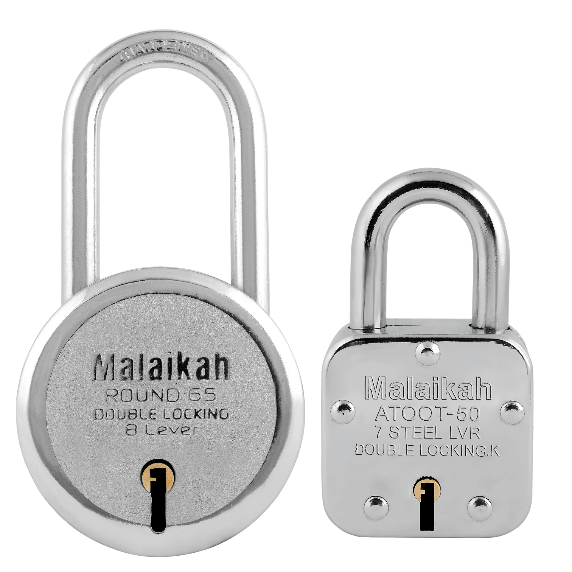 Malaikah Locks Padlocks Pack Of 2 Round 65mm And Round 50mm Long Shackle With Made In Aligarh India Premium Quality 7-Lever Lock Mechanism For Secure Locking Ideal For Both Indoor And Outdoor Use Malaikah Locks Padlocks Pack Of 2 Round 65mm And Round 50mm Long Shackle With Made In Aligarh India Premium Quality 7-Lever Lock Mechanism For Secure Locking Ideal For Both Indoor And Outdoor Use