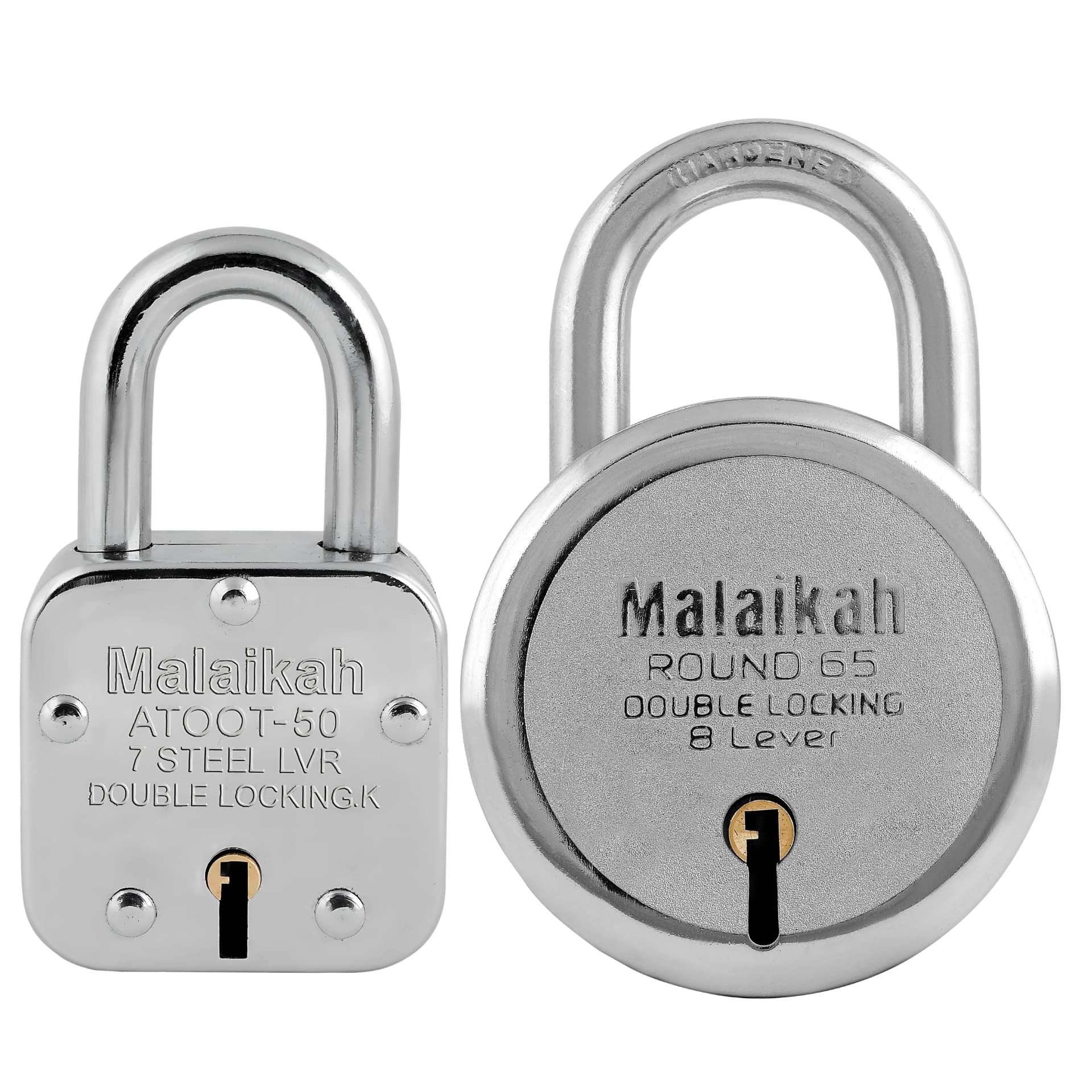     			Malaikah Locks Padlocks Pack Of 2 Atoot 50mm And Round 65mm Made In Aligarh India Built For Reliability And Security With 7-Lever Mechanism Ideal For Gates Shutters And Lockers