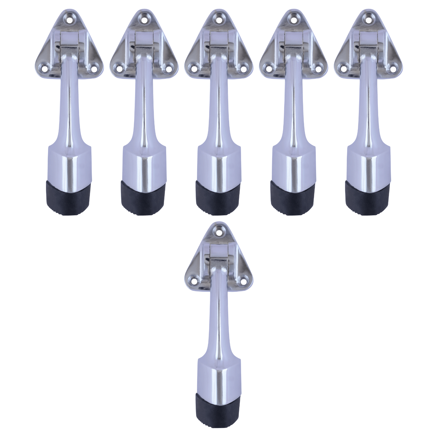 Malaikah Triangle Chrome Plating Heavy Duty Gate Stopper for The Door with Rubber Grip 5-Inch Long Door Stopper for Wooden Door, Door Mounted, Pack Of 6 Malaikah Triangle Chrome Plating Heavy Duty Gate Stopper for The Door with Rubber Grip 5-Inch Long Door Stopper for Wooden Door, Door Mounted, Pack Of 6