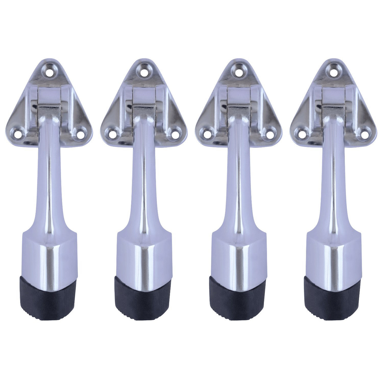 Malaikah Triangle Chrome Plating Heavy Duty Gate Stopper for The Door with Rubber Grip 5-Inch Long Door Stopper for Wooden Door, Door Mounted, Pack Of 4 Malaikah Triangle Chrome Plating Heavy Duty Gate Stopper for The Door with Rubber Grip 5-Inch Long Door Stopper for Wooden Door, Door Mounted, Pack Of 4