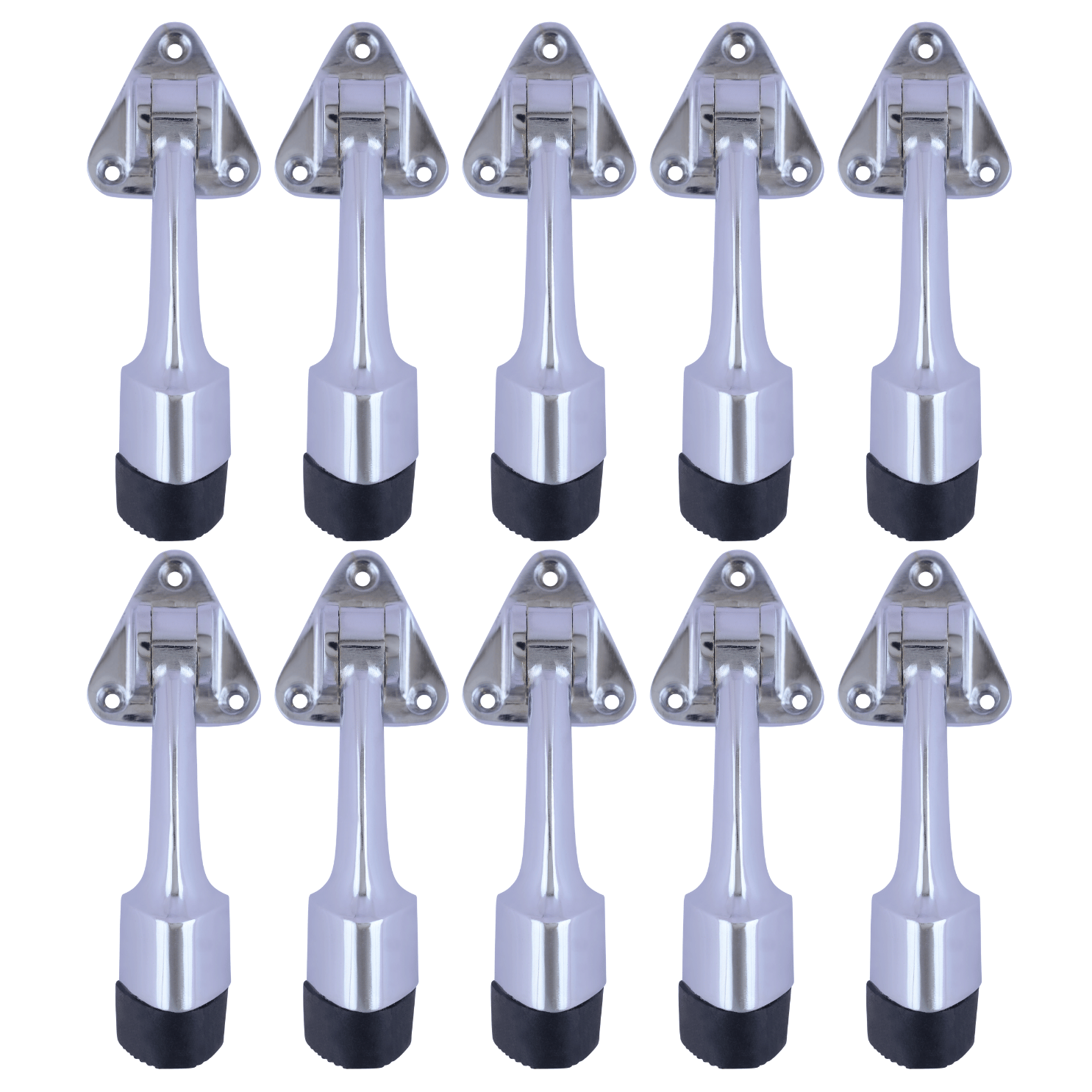 Malaikah Triangle Chrome Plating Heavy Duty Gate Stopper for The Door with Rubber Grip 5-Inch Long Door Stopper for Wooden Door, Door Mounted, Pack Of 10 Malaikah Triangle Chrome Plating Heavy Duty Gate Stopper for The Door with Rubber Grip 5-Inch Long Door Stopper for Wooden Door, Door Mounted, Pack Of 10