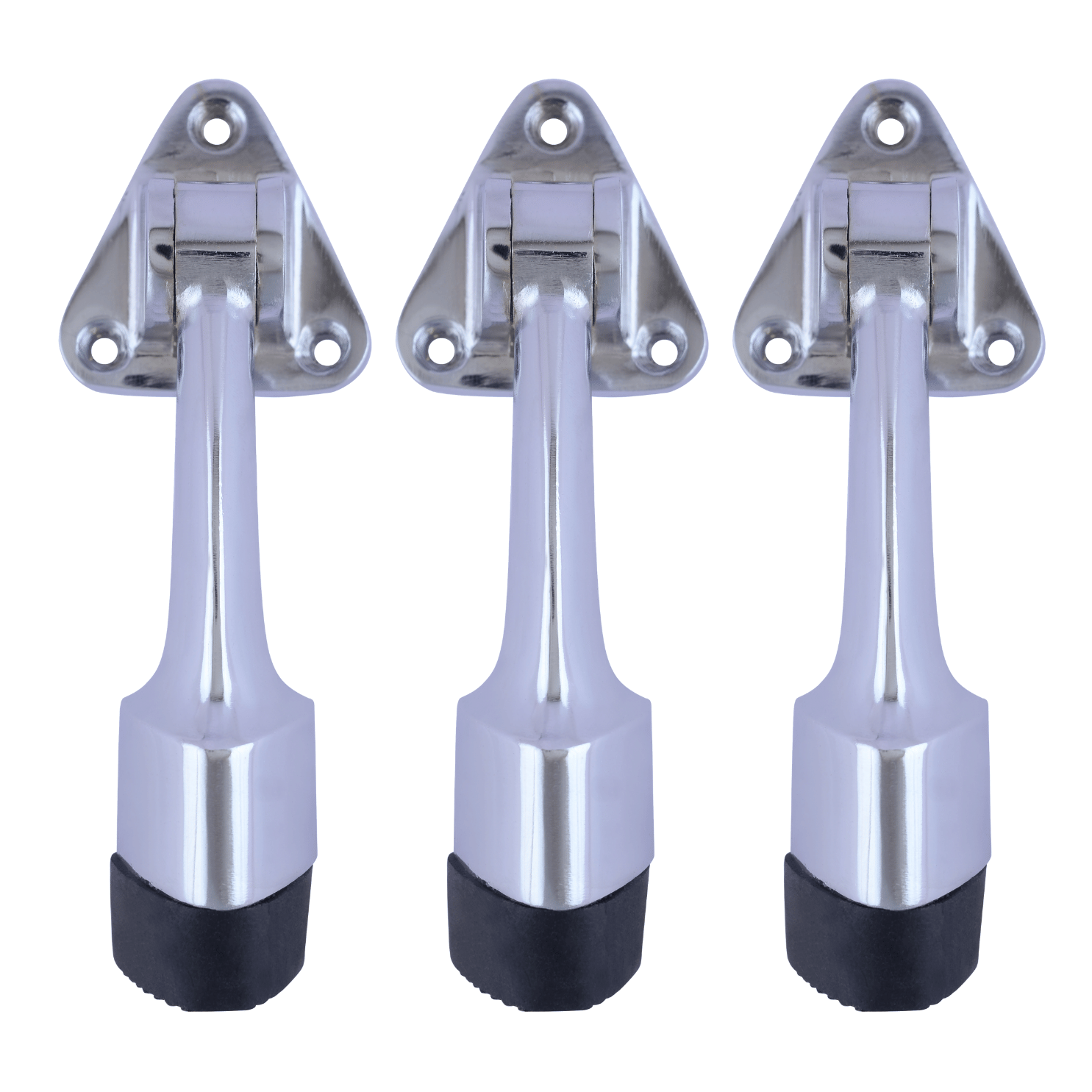     			Malaikah Triangle Chrome Plating Heavy Duty Gate Stopper for The Door with Rubber Grip 5-Inch Long Door Stopper for Wooden Door, Door Mounted, Pack Of 3