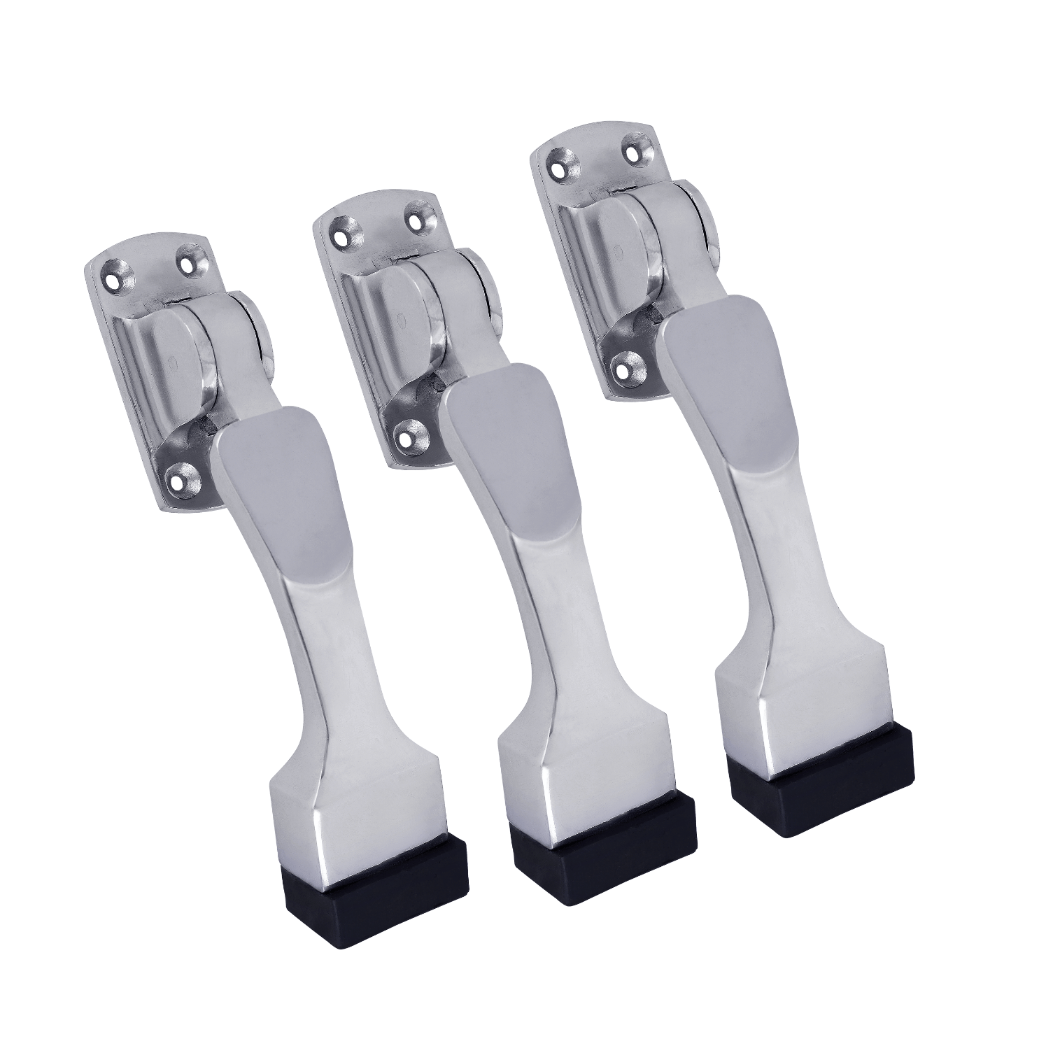 Malaikah Unique Chrome Plating Heavy Duty Gate Stopper for The Door with Rubber Grip 6-Inch Long Door Stopper for Wooden Door, Door Mounted, Pack Of 3     			Malaikah Unique Chrome Plating Heavy Duty Gate Stopper for The Door with Rubber Grip 6-Inch Long Door Stopper for Wooden Door, Door Mounted, Pack Of 3