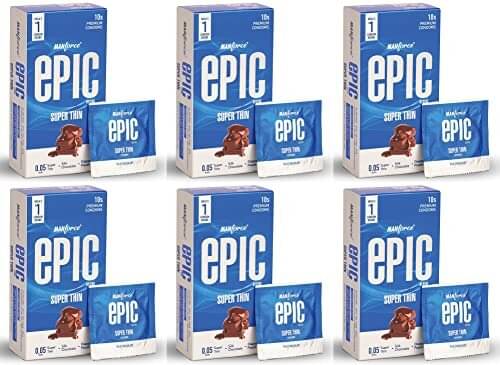     			Manforce Epic Desire Super Thin Premium Condoms for Men Silk Chocolate Flavour Disposable Pouch (10 Counts) x pack of 6