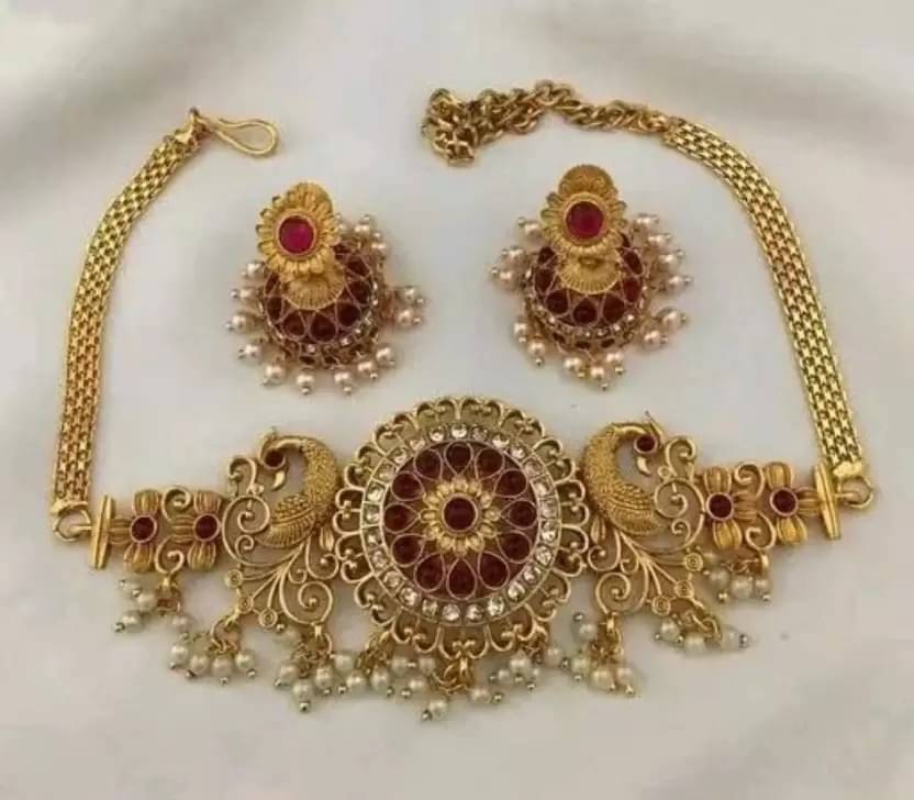     			Pamadhya Red Copper Necklace Set ( Pack of 1 )