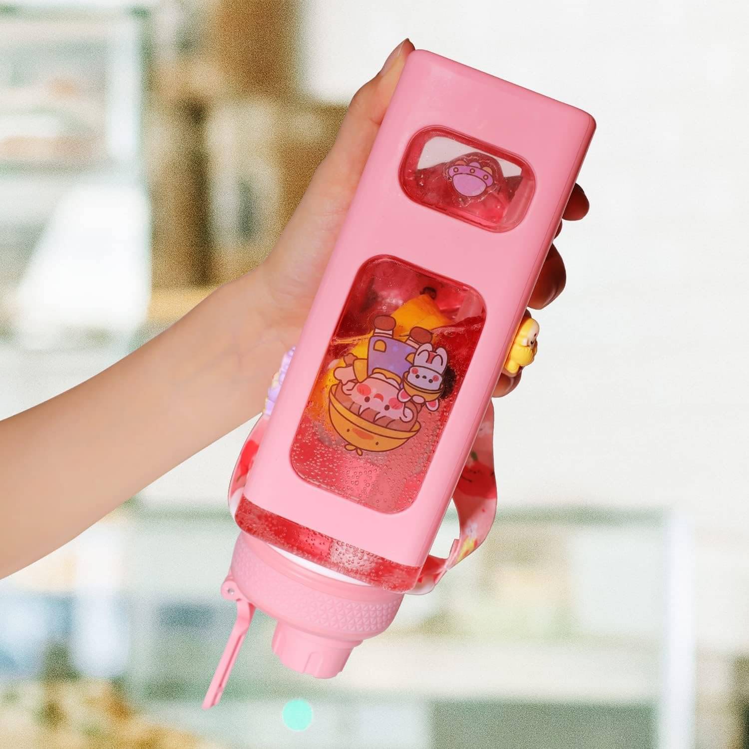Stysol Antic Square water bottle Pink Plastic Water Bottle 1000 mL ( Set of 1 ) Stysol Antic Square water bottle Pink Plastic Water Bottle 1000 mL ( Set of 1 )