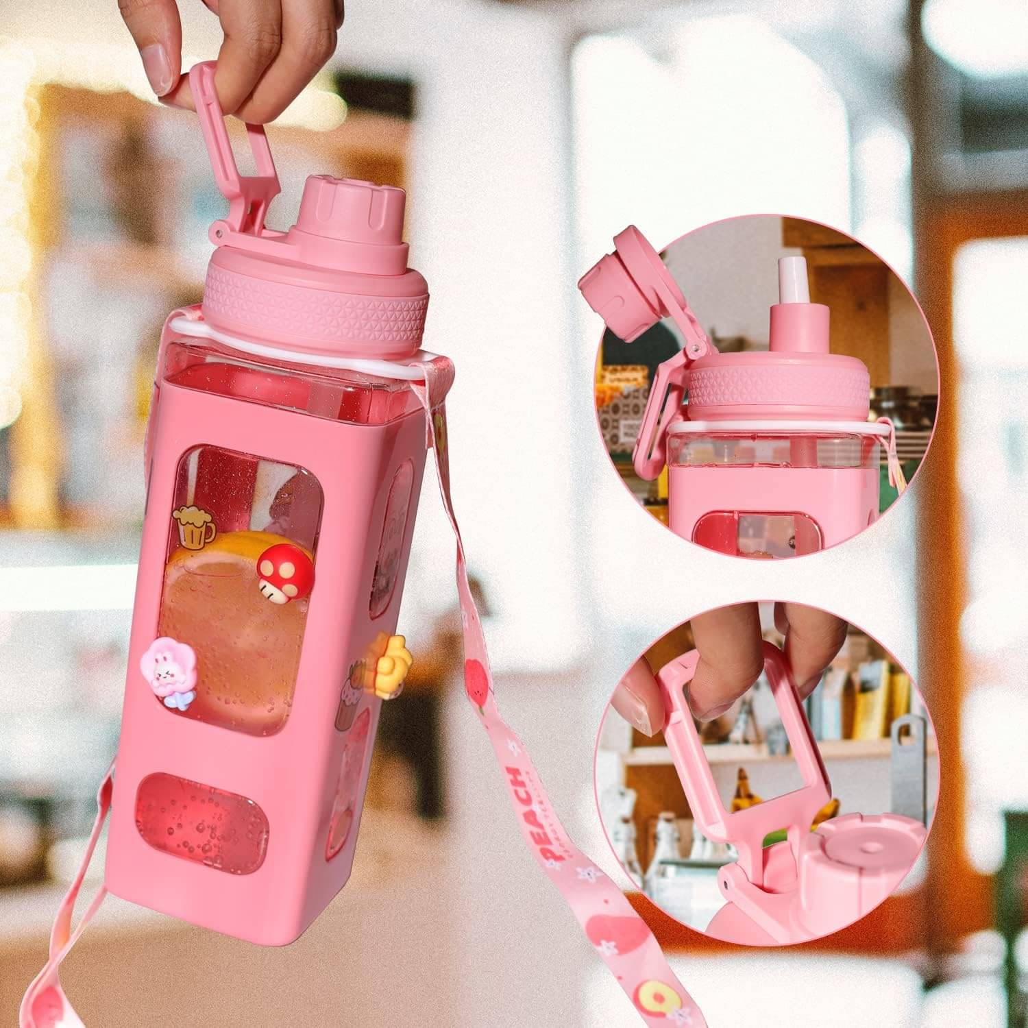 Stysol Antic Square water bottle Pink Plastic School Water Bottle 1000 mL ( Set of 1 ) Stysol Antic Square water bottle Pink Plastic School Water Bottle 1000 mL ( Set of 1 )