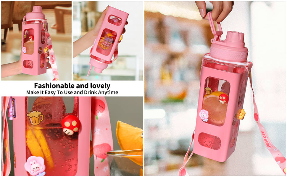 Stysol Antic Square water bottle Pink Plastic School Water Bottle 1000 mL ( Set of 1 ) Stysol Antic Square water bottle Pink Plastic School Water Bottle 1000 mL ( Set of 1 )