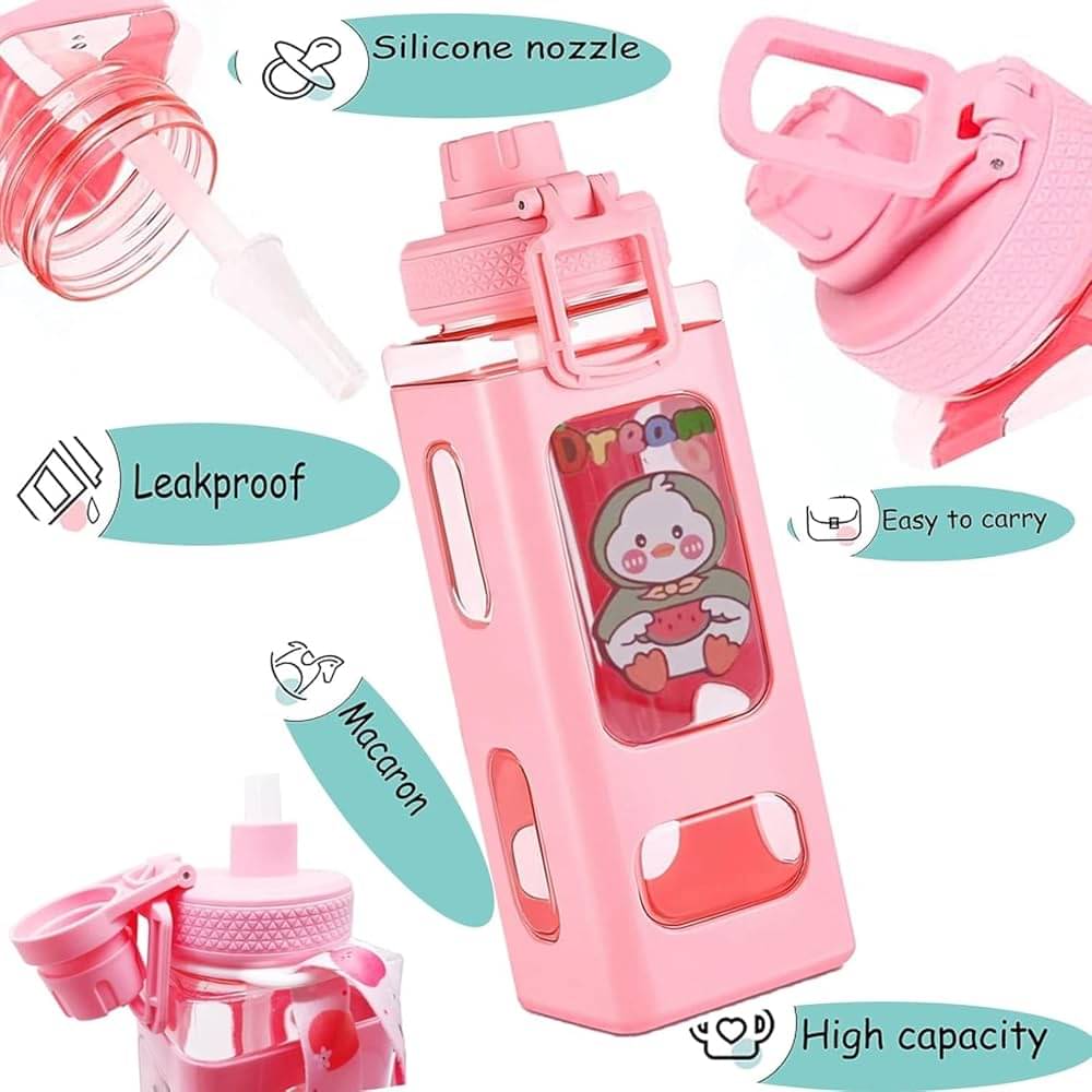 Stysol Antic Square water bottle Pink Plastic Water Bottle 1000 mL ( Set of 1 ) Stysol Antic Square water bottle Pink Plastic Water Bottle 1000 mL ( Set of 1 )