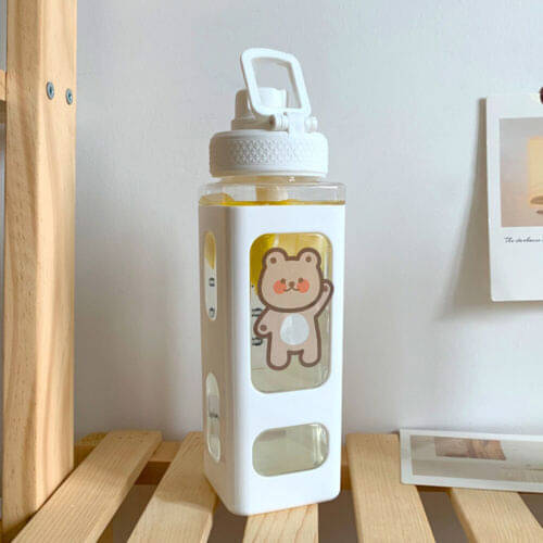     			Stysol Antic Square water bottle  White Plastic Fridge Water Bottle 1000 mL ( Set of 1 )