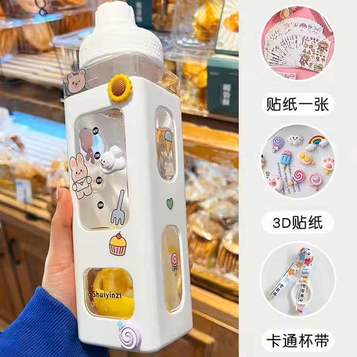 Stysol Antic Square water bottle White Plastic Water Bottle 1000 mL ( Set of 1 ) Stysol Antic Square water bottle White Plastic Water Bottle 1000 mL ( Set of 1 )