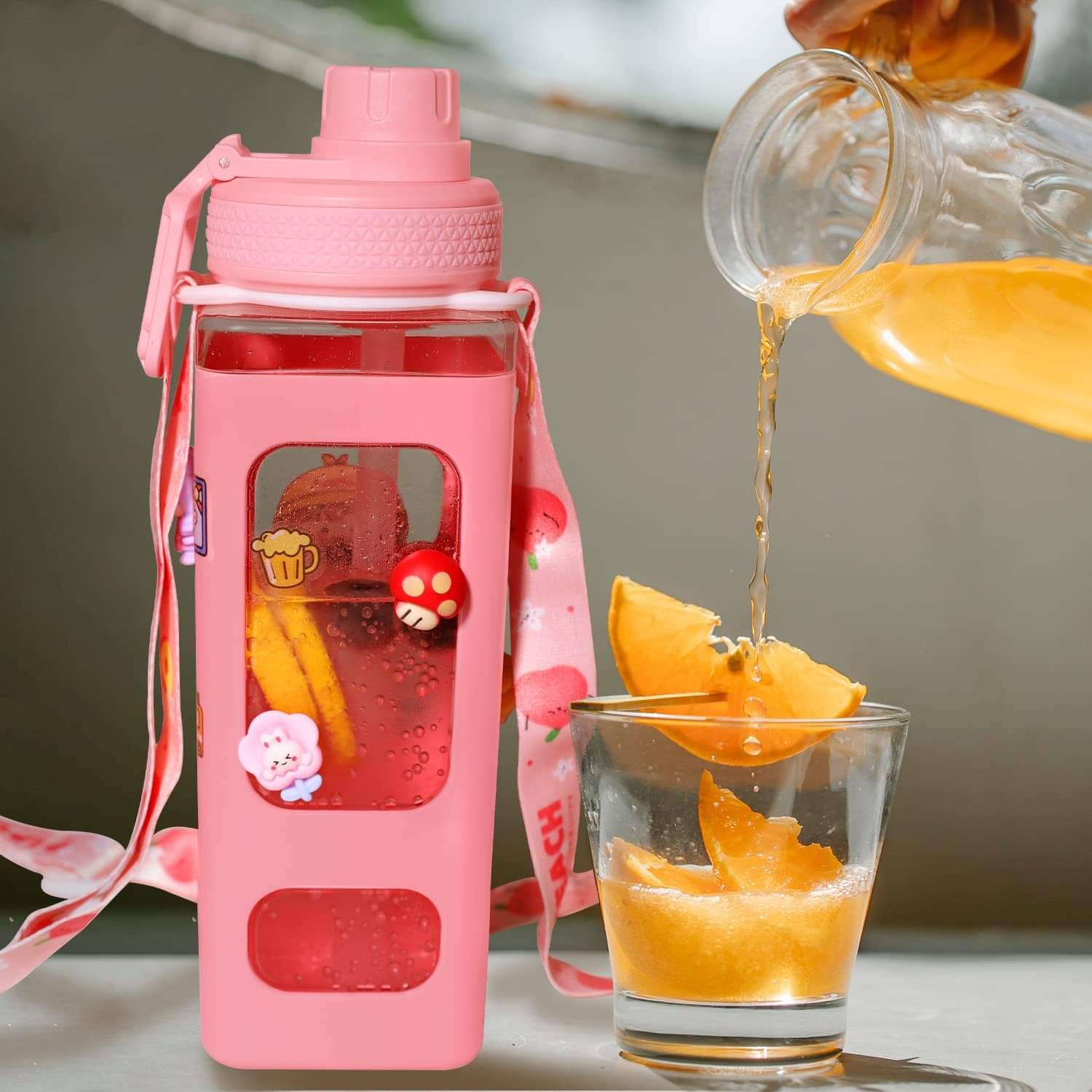 Stysol Square bottle set of 1 Pink Plastic Fridge Water Bottle 1000 mL ( Set of 1 ) Stysol Square bottle set of 1 Pink Plastic Fridge Water Bottle 1000 mL ( Set of 1 )