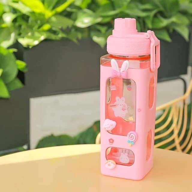 Stysol Square bottle set of 1 Pink Plastic Sipper Water Bottle 1000 mL ( Set of 1 ) Stysol Square bottle set of 1 Pink Plastic Sipper Water Bottle 1000 mL ( Set of 1 )