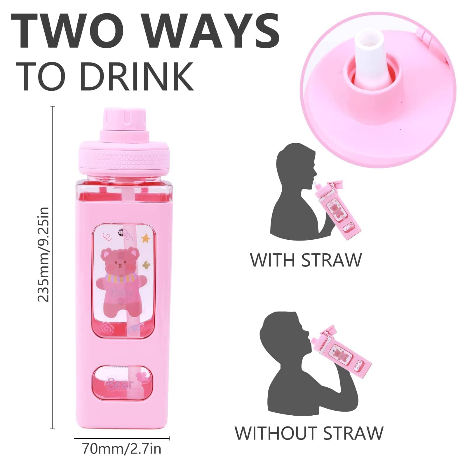 Stysol Square bottle set of 1 Pink Plastic School Water Bottle 1000 mL ( Set of 1 ) Stysol Square bottle set of 1 Pink Plastic School Water Bottle 1000 mL ( Set of 1 )