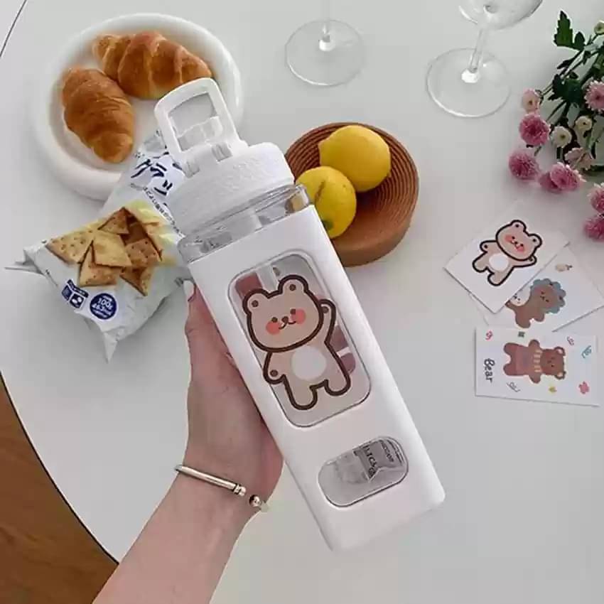     			Stysol Square bottle set of 1 White Plastic School Water Bottle 1000 mL ( Set of 1 )