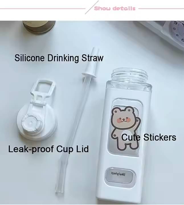 Stysol Square bottle set of 1 White Plastic Fridge Water Bottle 1000 mL ( Set of 1 ) Stysol Square bottle set of 1 White Plastic Fridge Water Bottle 1000 mL ( Set of 1 )
