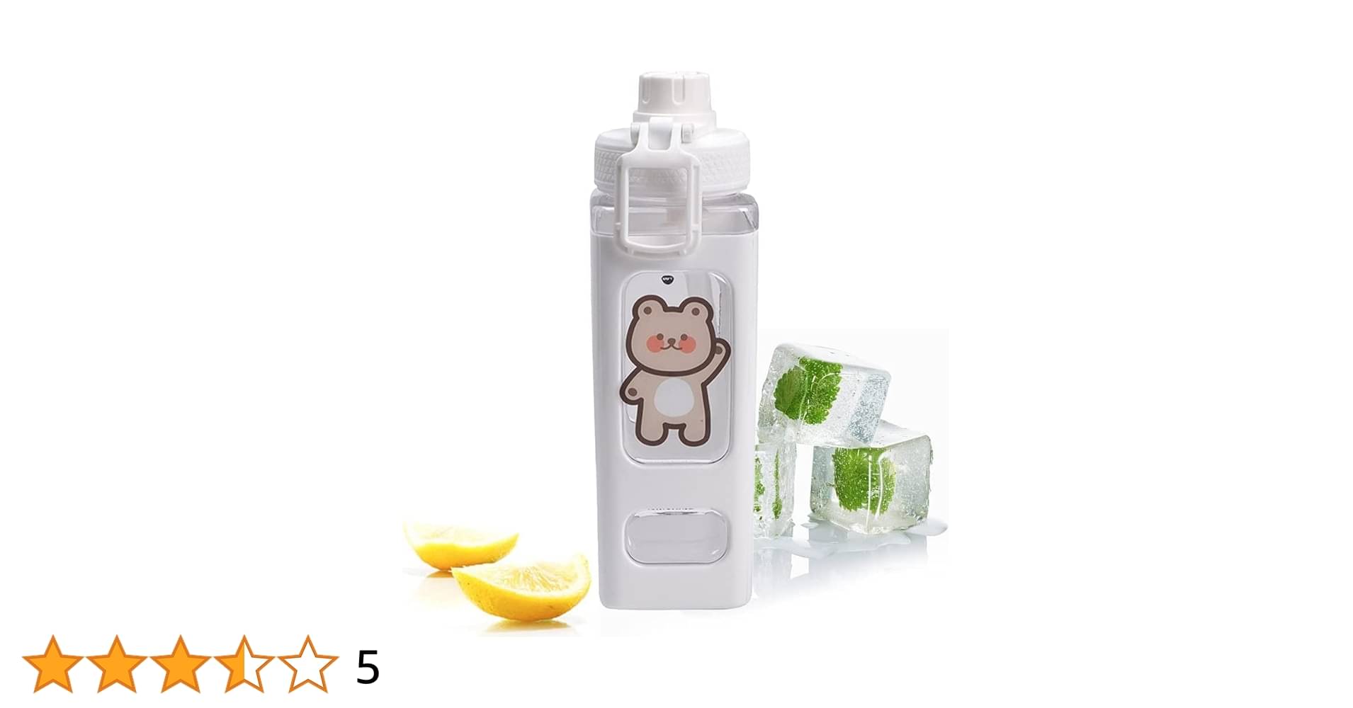 Stysol Square bottle set of 1 White Plastic School Water Bottle 1000 mL ( Set of 1 ) Stysol Square bottle set of 1 White Plastic School Water Bottle 1000 mL ( Set of 1 )