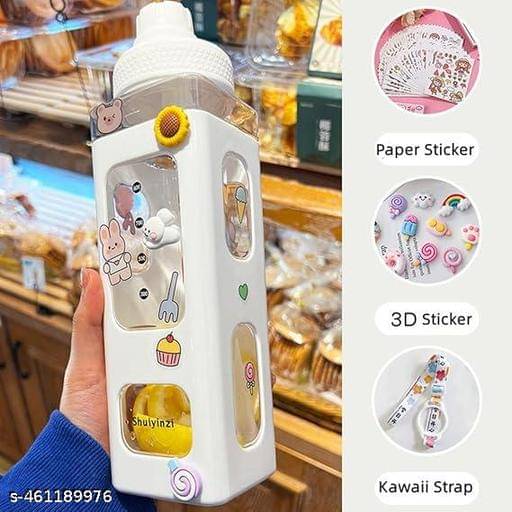 Stysol Square bottle set of 1 White Plastic School Water Bottle 1000 mL ( Set of 1 ) Stysol Square bottle set of 1 White Plastic School Water Bottle 1000 mL ( Set of 1 )
