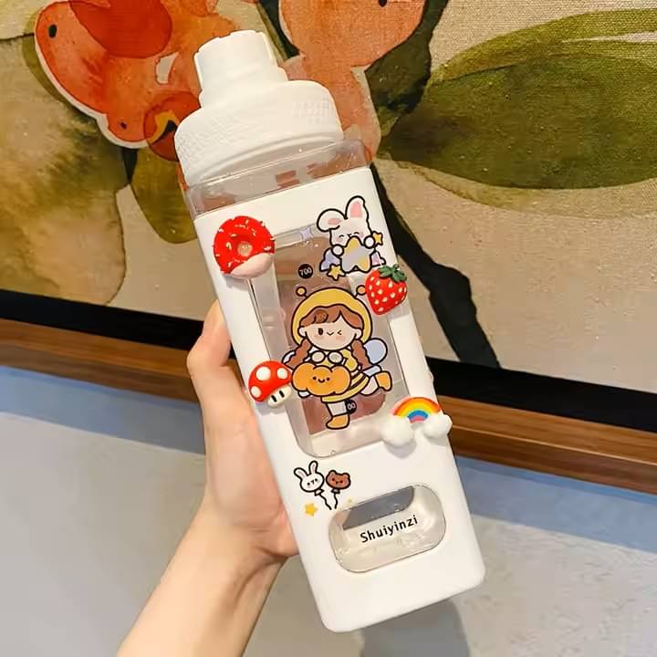 Stysol Square bottle set of 1 White Plastic School Water Bottle 1000 mL ( Set of 1 ) Stysol Square bottle set of 1 White Plastic School Water Bottle 1000 mL ( Set of 1 )