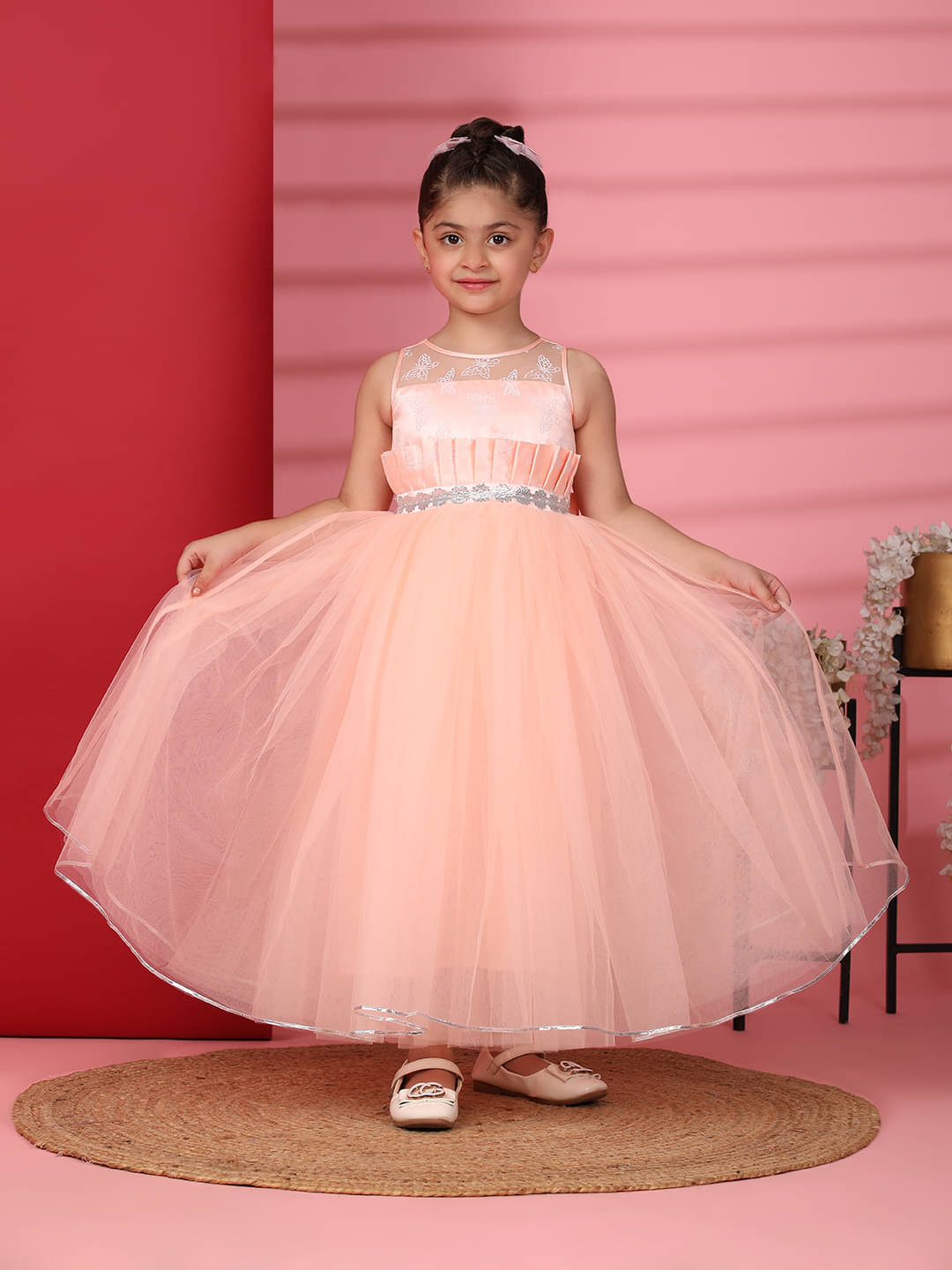 Toy Balloon Kids Net Gown For Girls ( Pack of 1 , Peach ) Toy Balloon Kids Net Gown For Girls ( Pack of 1 , Peach )