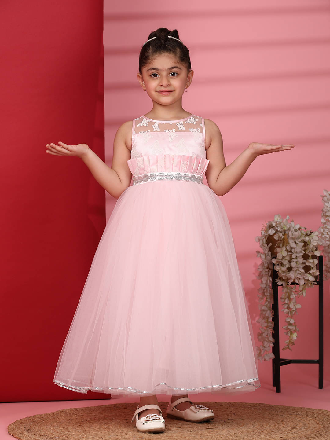     			Toy Balloon Kids Net Gown For Baby Girls ( Pack of 1 , Baby Pink )