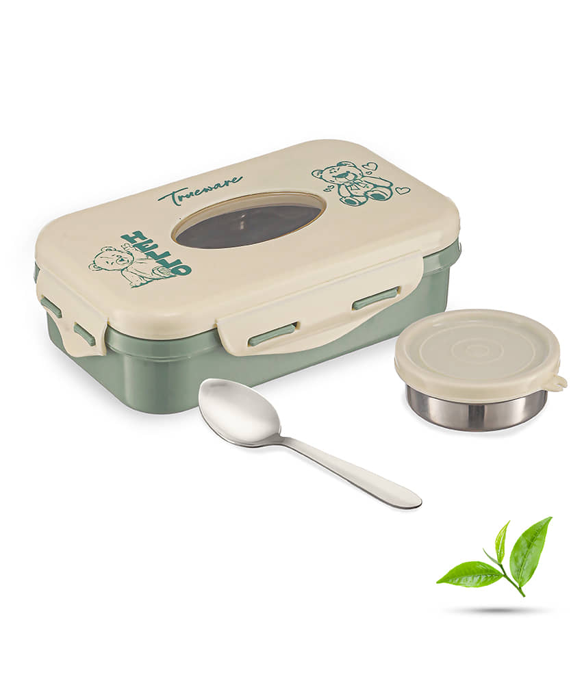 Trueware Alfa Plastic & Stainless Steel School Lunch Boxes 2 - Container ( Pack of 1 )